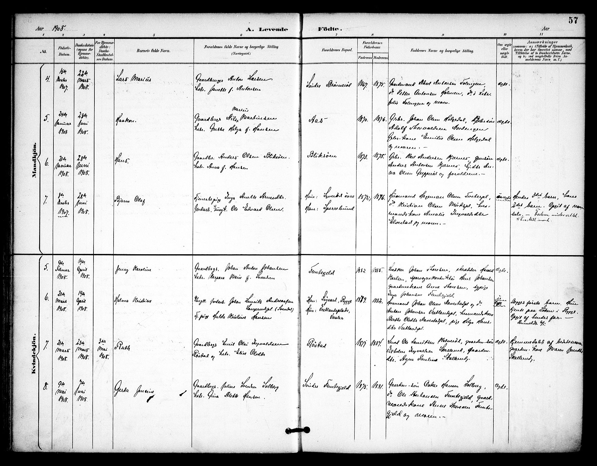 Våler prestekontor Kirkebøker, AV/SAO-A-11083/F/Fa/L0011: Parish register (official) no. I 11, 1893-1909, p. 57