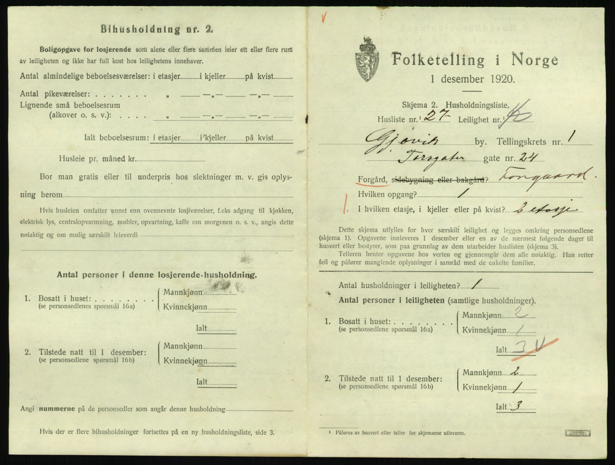 SAH, 1920 census for Gjøvik, 1920, p. 826