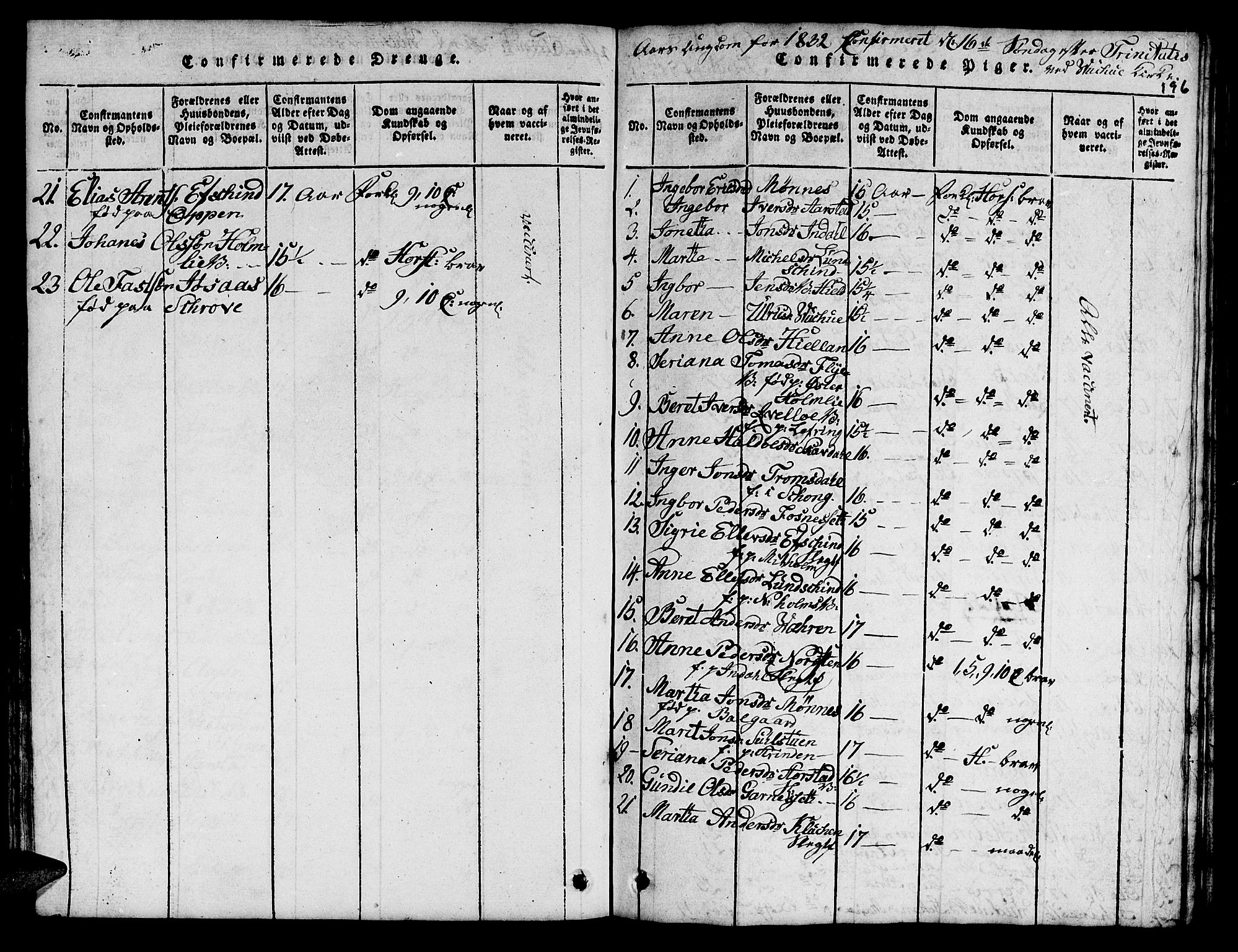 Ministerialprotokoller, klokkerbøker og fødselsregistre - Nord-Trøndelag, AV/SAT-A-1458/724/L0265: Parish register (copy) no. 724C01, 1816-1845, p. 196