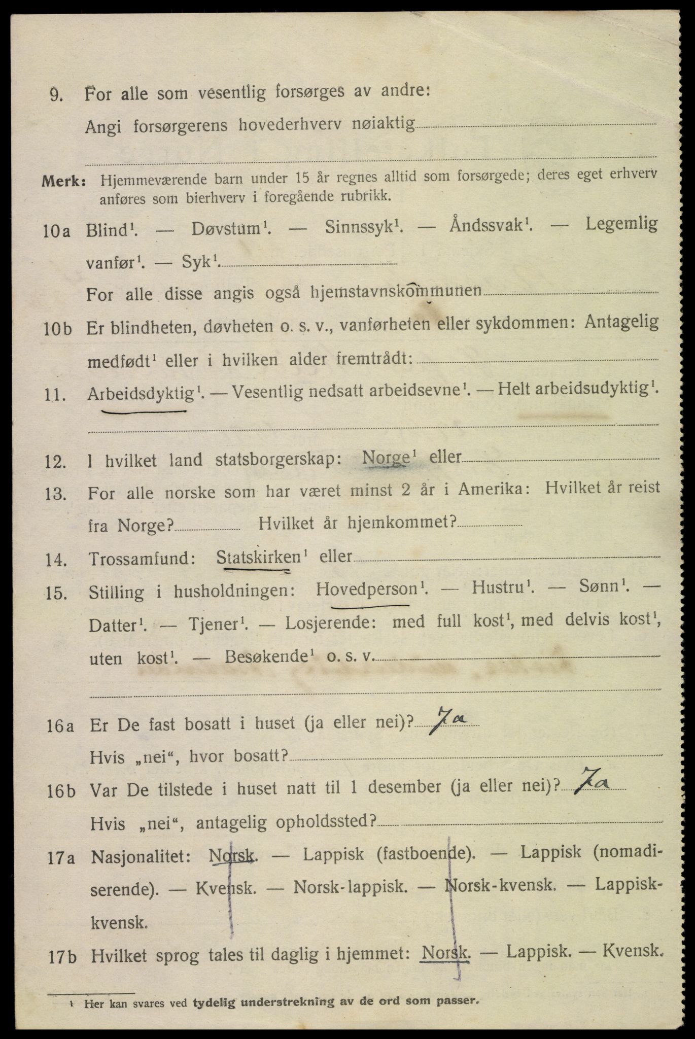 SAT, 1920 census for Narvik, 1920, p. 14315