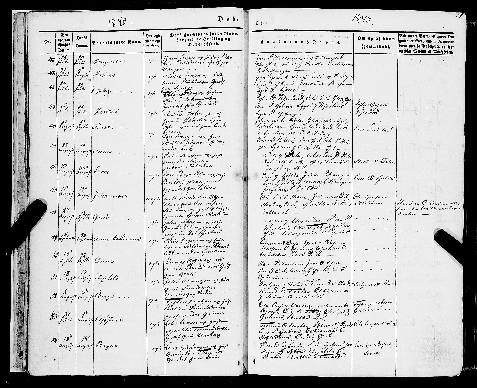 Ulvik sokneprestembete, SAB/A-78801/H/Haa: Parish register (official) no. A 12, 1839-1853, p. 11