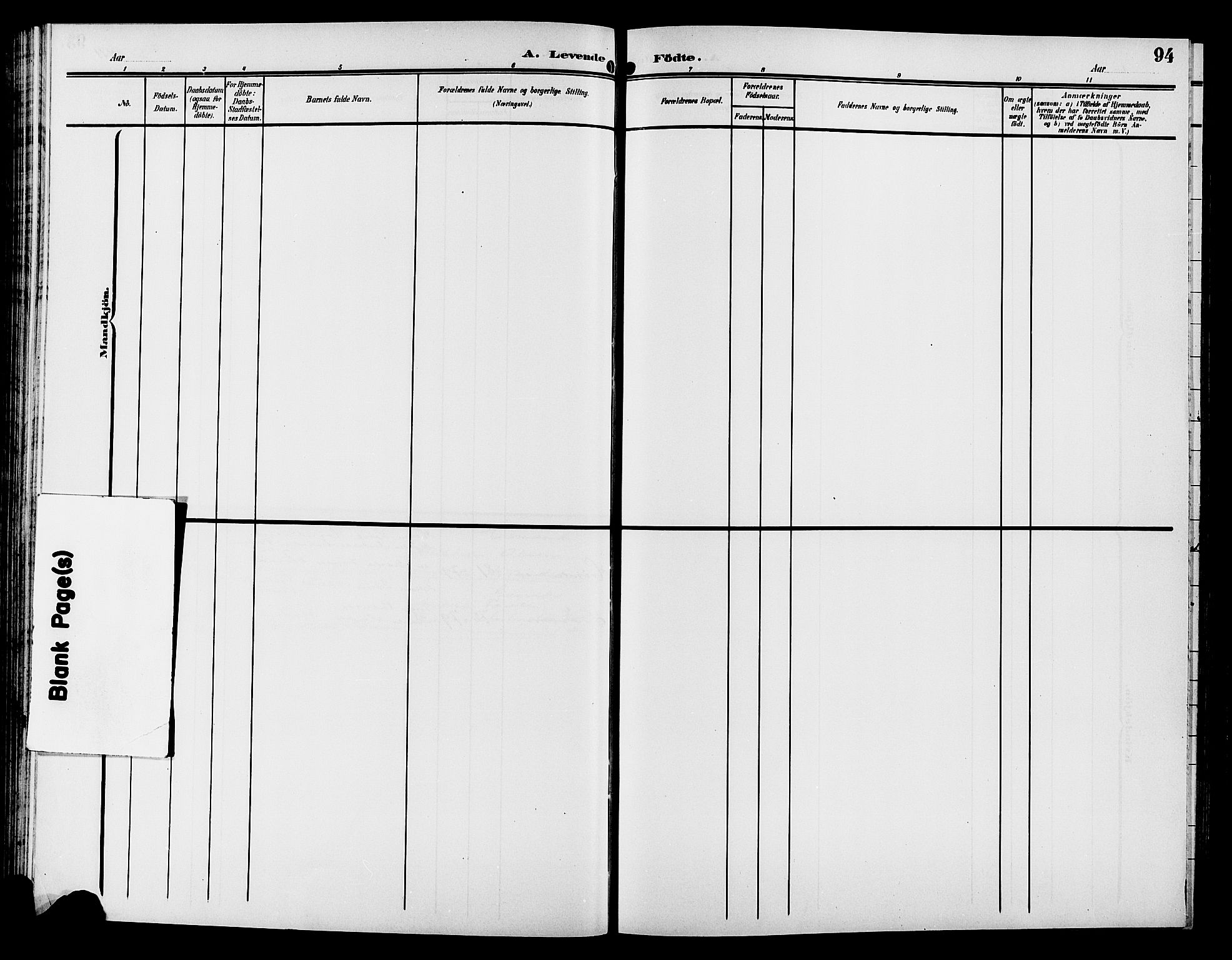 Gran prestekontor, SAH/PREST-112/H/Ha/Hab/L0006: Parish register (copy) no. 6, 1901-1911, p. 94