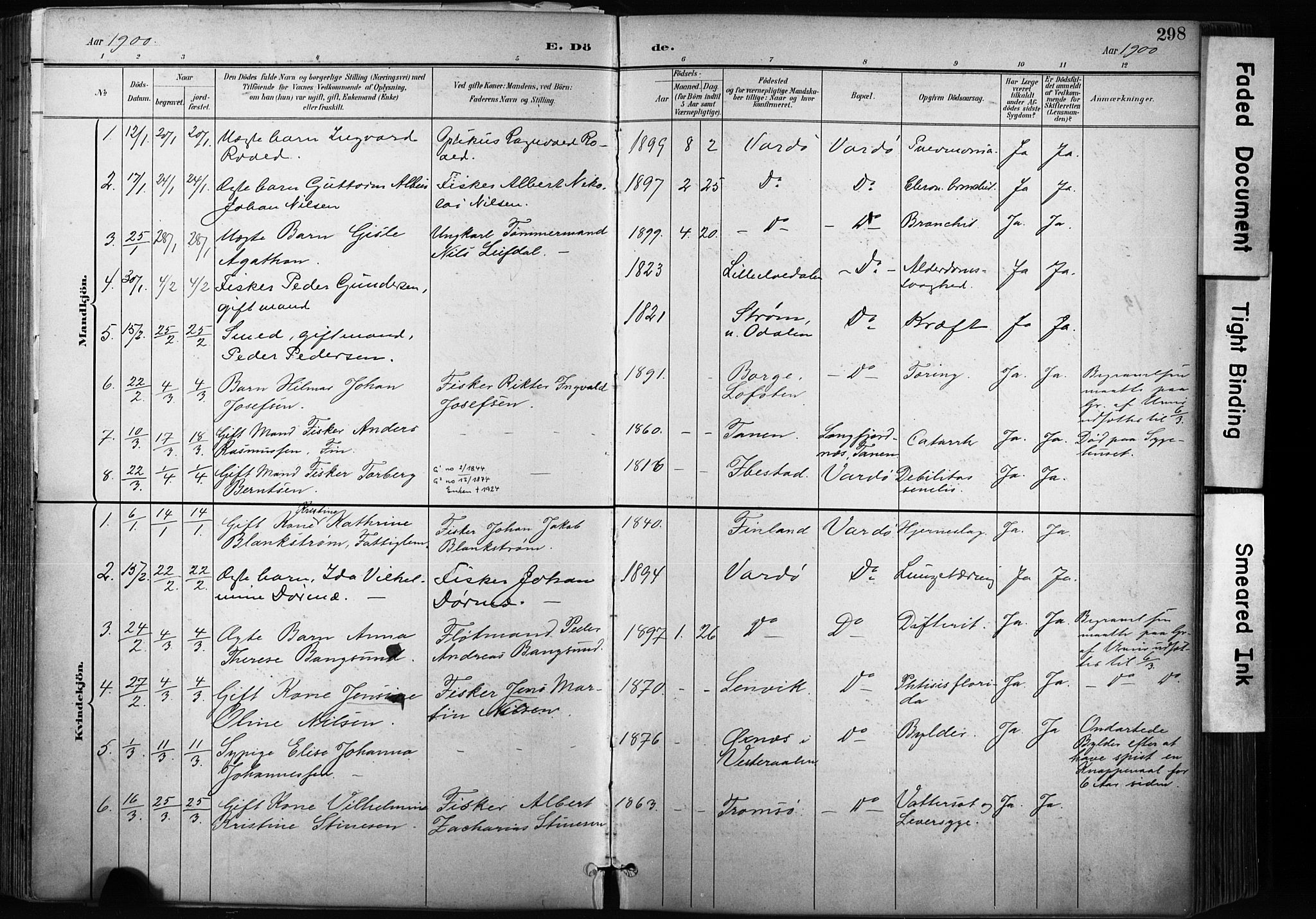 Vardø sokneprestkontor, AV/SATØ-S-1332/H/Ha/L0010kirke: Parish register (official) no. 10, 1895-1907, p. 298