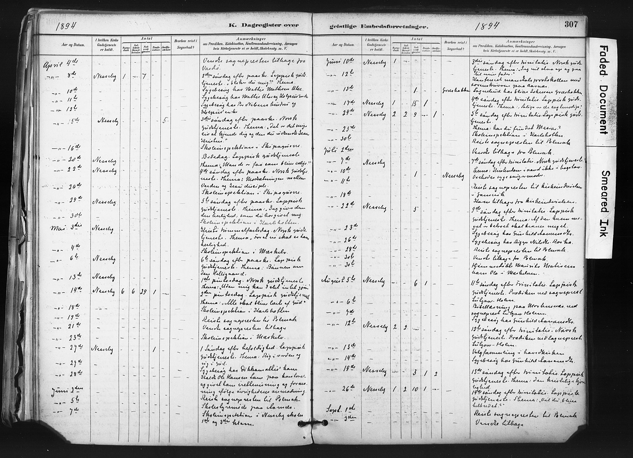 Nesseby sokneprestkontor, SATØ/S-1330/H/Ha/L0006kirke: Parish register (official) no. 6, 1885-1985, p. 307