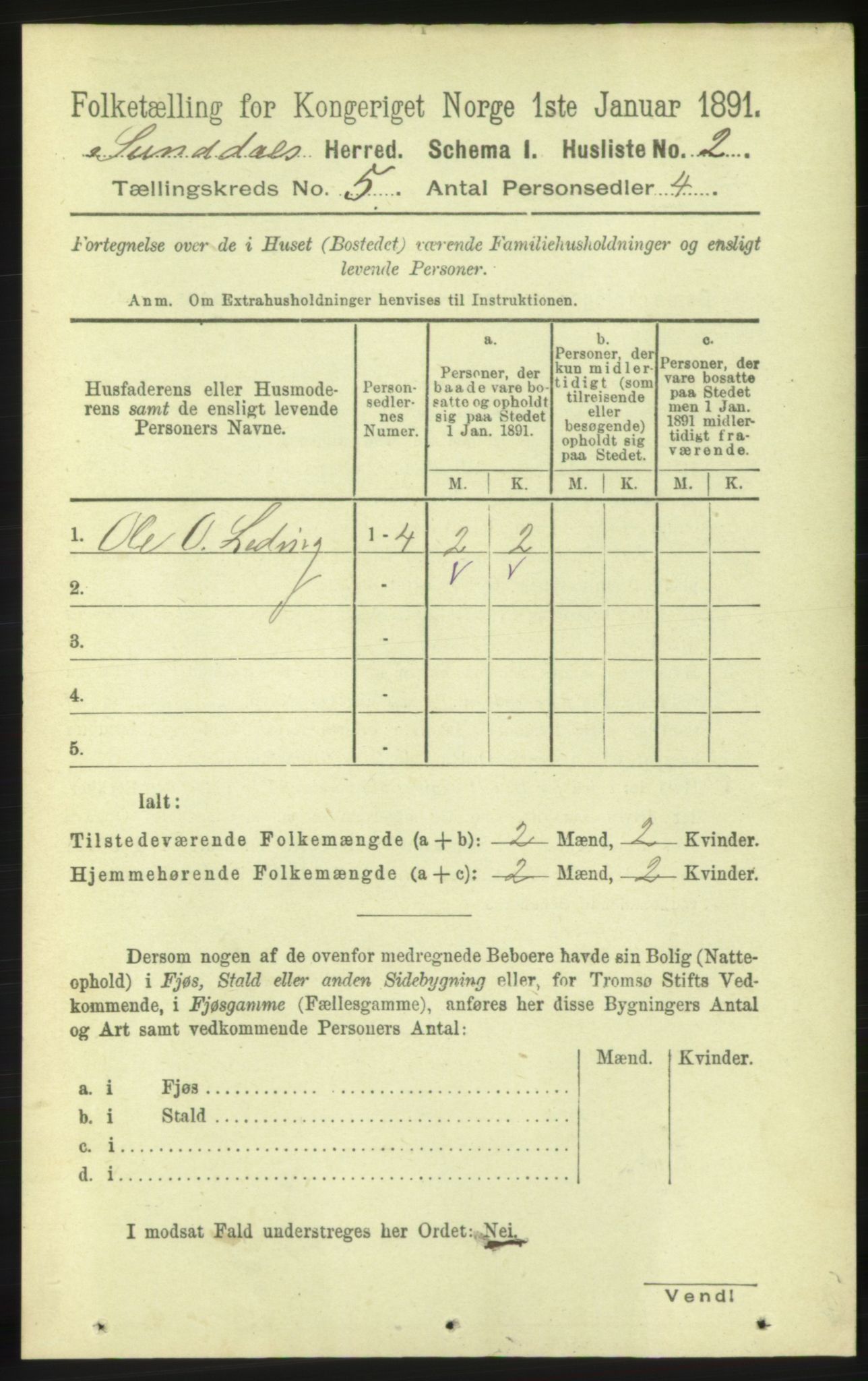 RA, 1891 census for 1563 Sunndal, 1891, p. 1196