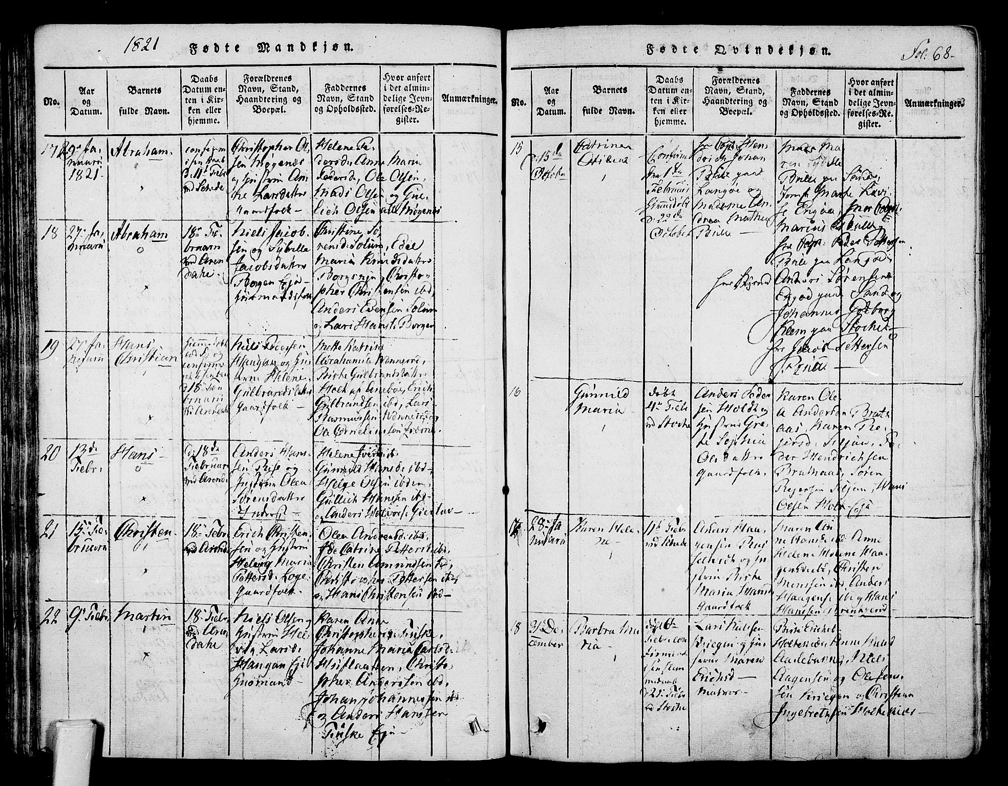 Stokke kirkebøker, SAKO/A-320/F/Fa/L0005: Parish register (official) no. I 5, 1815-1826, p. 68