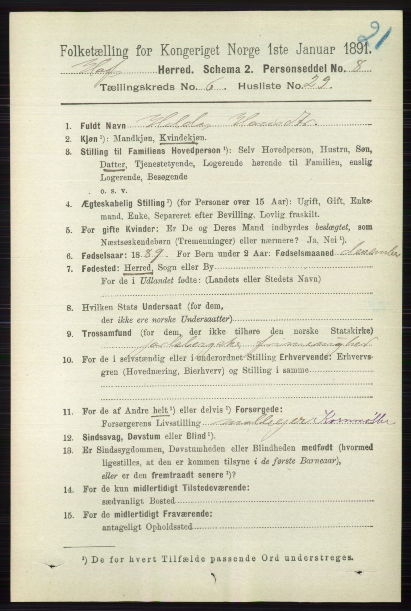 RA, 1891 census for 0714 Hof, 1891, p. 1966