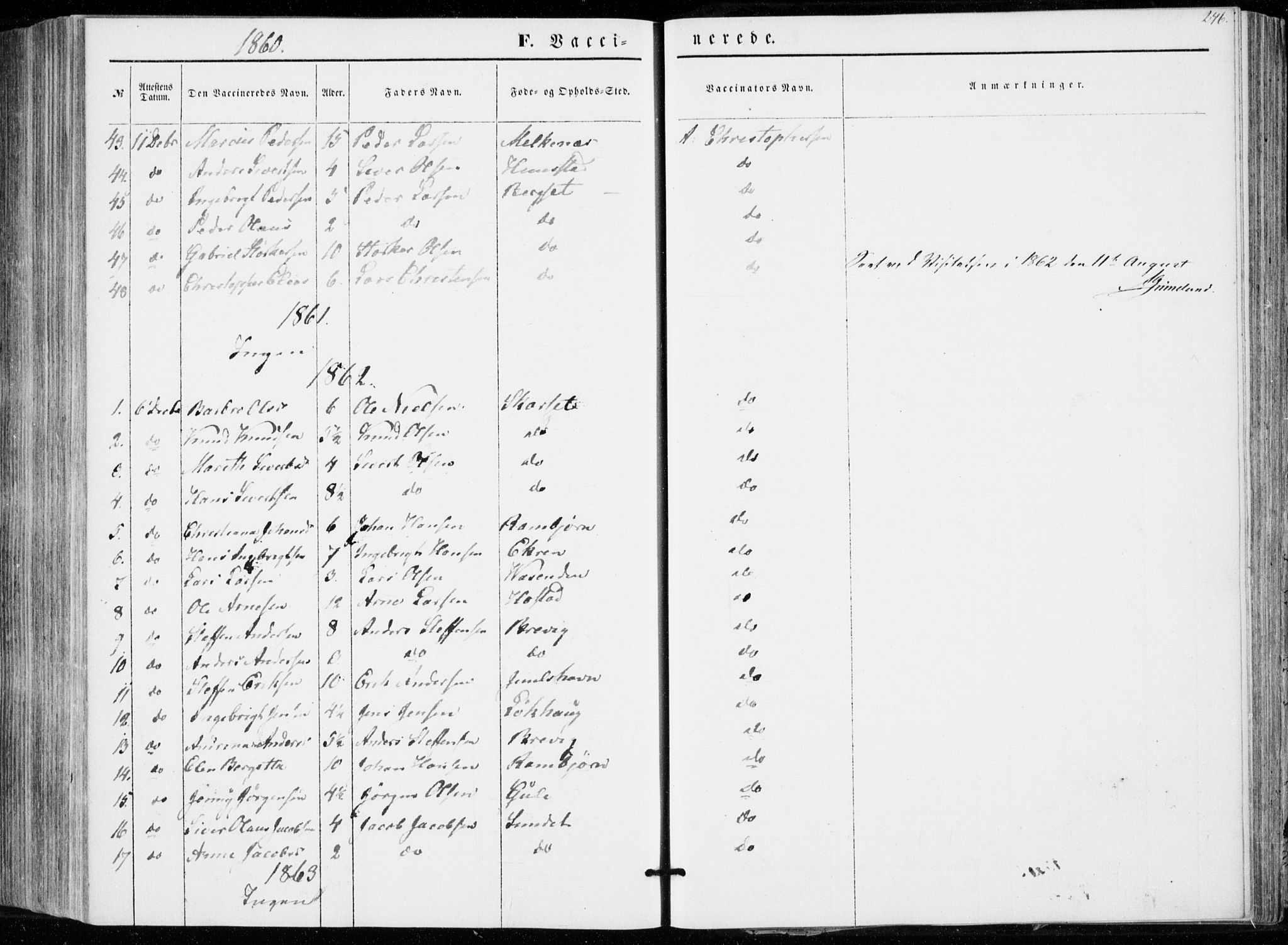 Ministerialprotokoller, klokkerbøker og fødselsregistre - Møre og Romsdal, AV/SAT-A-1454/566/L0767: Parish register (official) no. 566A06, 1852-1868, p. 246