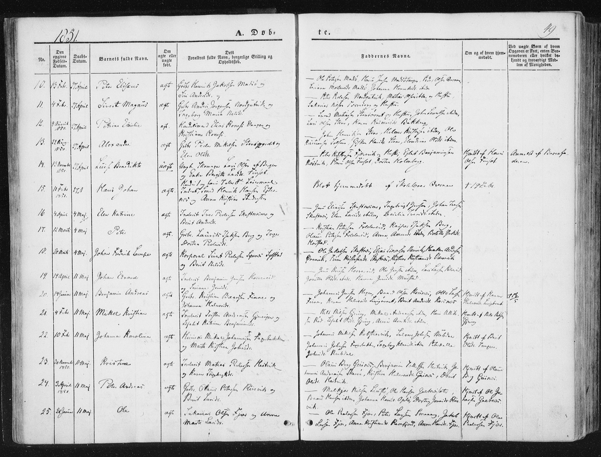 Ministerialprotokoller, klokkerbøker og fødselsregistre - Nord-Trøndelag, SAT/A-1458/780/L0640: Parish register (official) no. 780A05, 1845-1856, p. 49