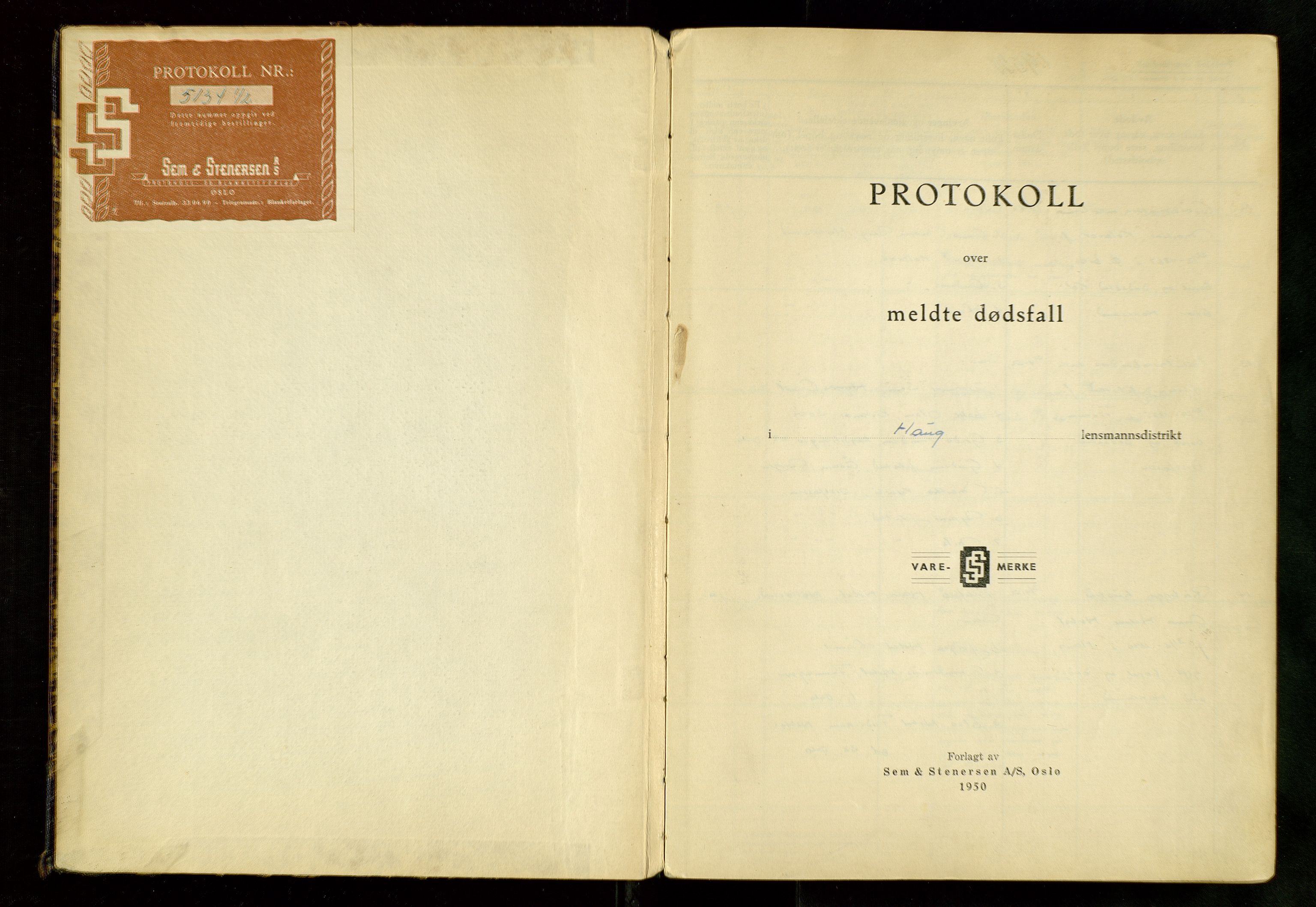 Haug og Bakke lensmannskontor, AV/SAKO-A-511/H/Ha/Haa/L0007: Dødsfallsprotokoll, Haug, 1952-1958