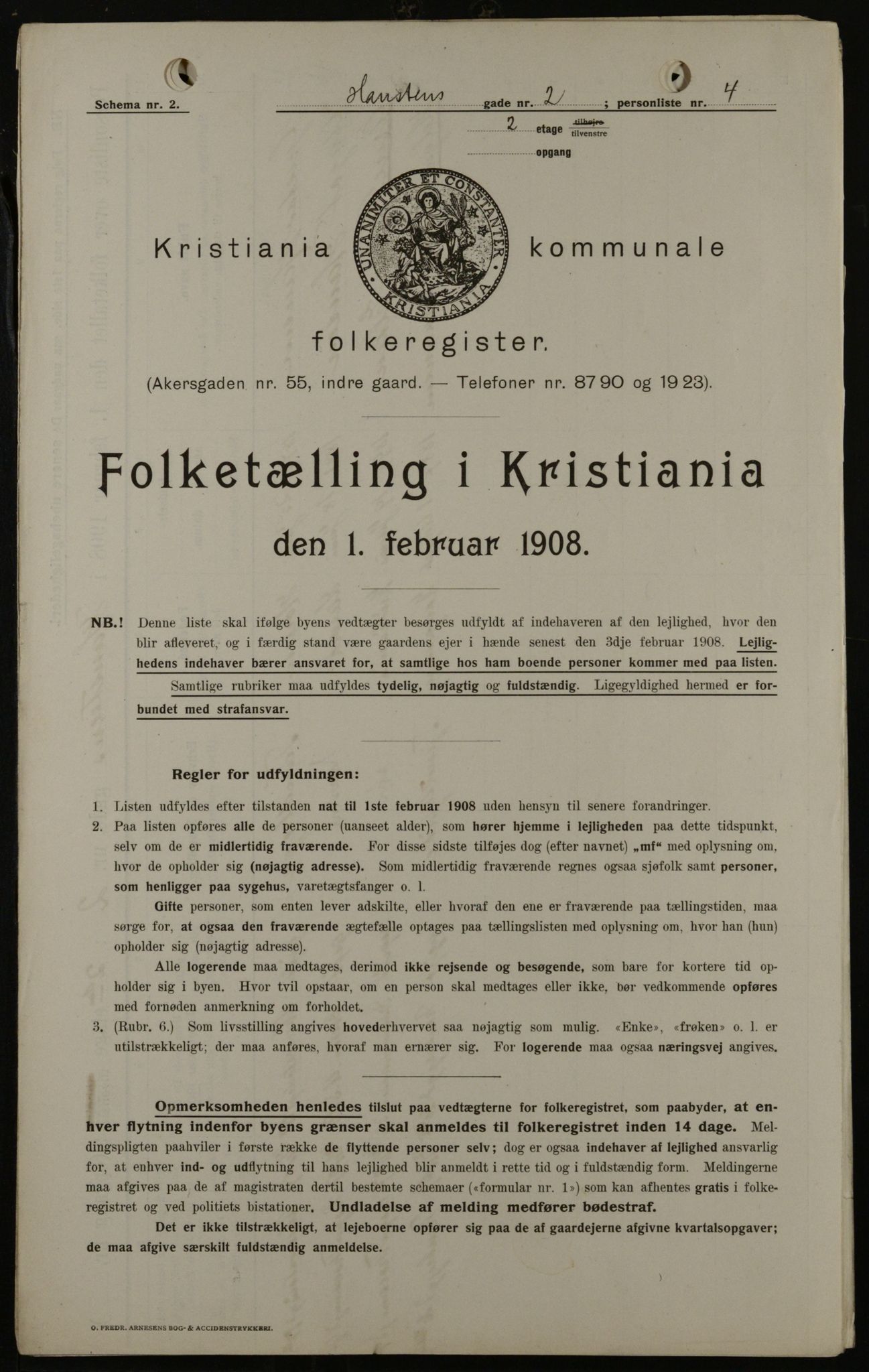 OBA, Municipal Census 1908 for Kristiania, 1908, p. 31349