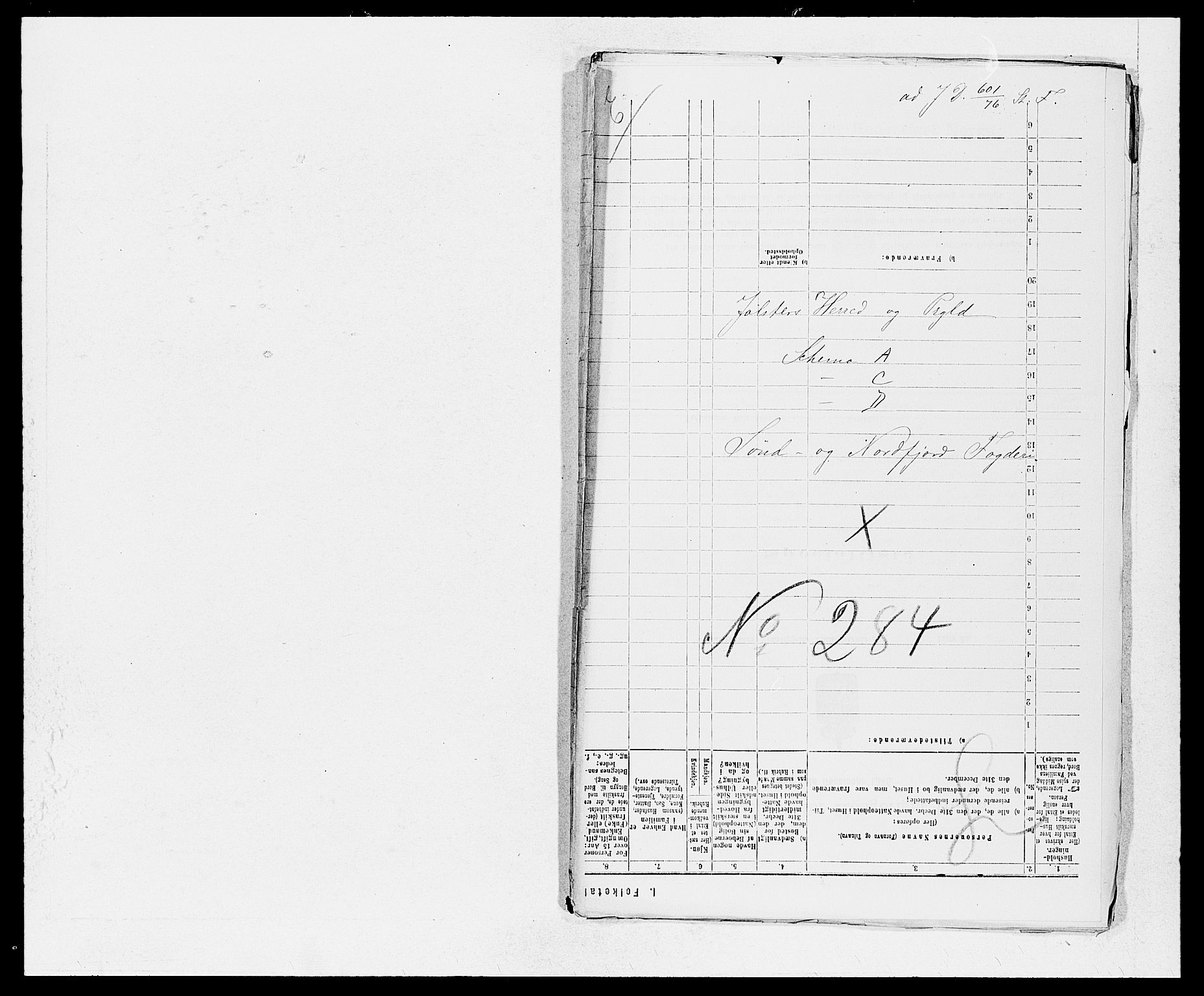 SAB, 1875 census for 1431P Jølster, 1875, p. 1