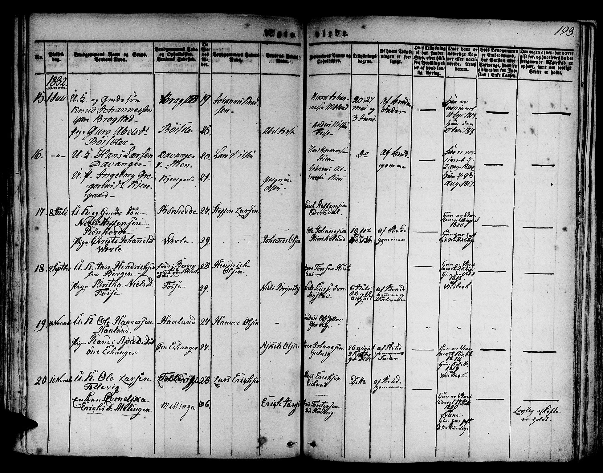 Hamre sokneprestembete, SAB/A-75501/H/Ha/Haa/Haaa/L0011: Parish register (official) no. A 11, 1826-1834, p. 193