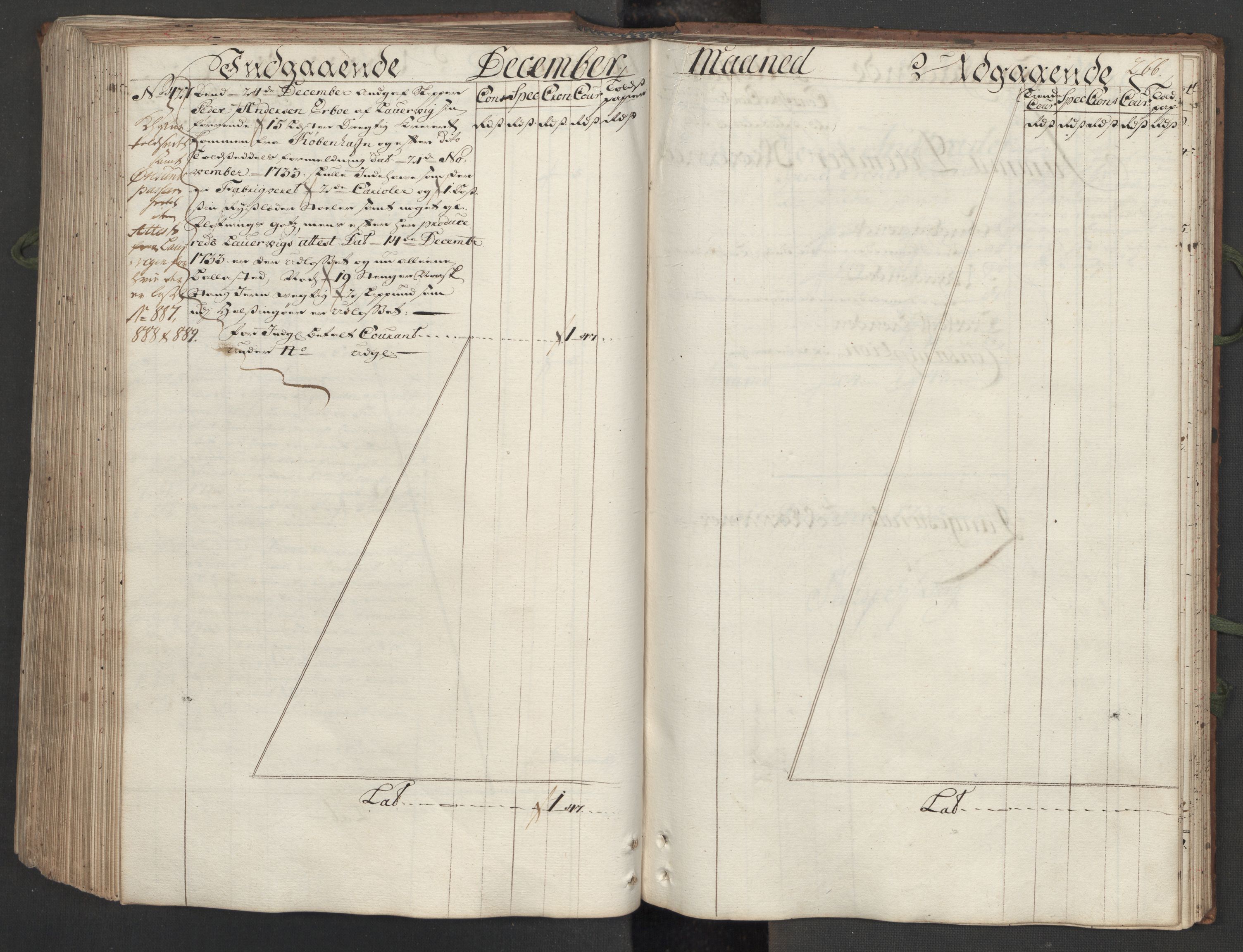 Generaltollkammeret, tollregnskaper, AV/RA-EA-5490/R12/L0009/0001: Tollregnskaper Langesund / Hovedtollbok, 1733, p. 265b-266a