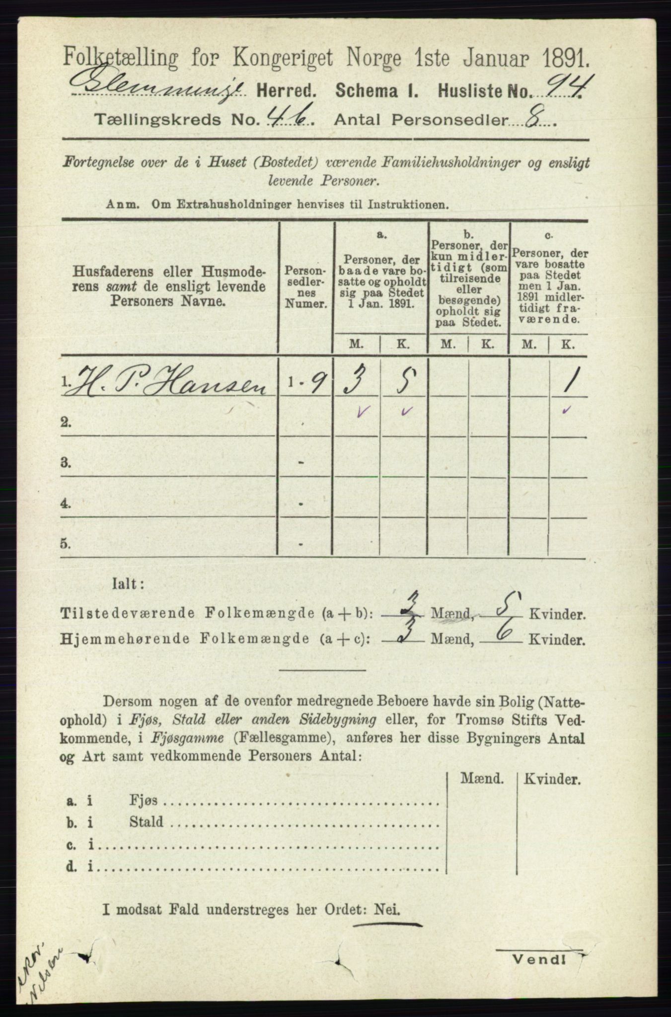 RA, 1891 census for 0132 Glemmen, 1891, p. 4827