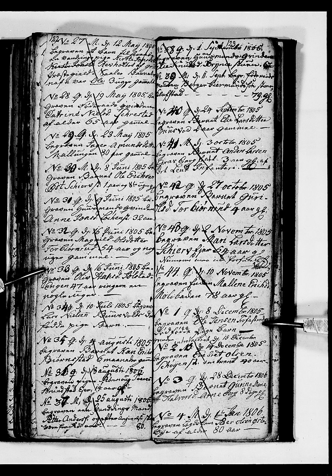Romedal prestekontor, SAH/PREST-004/L/L0003: Parish register (copy) no. 3, 1801-1806, p. 122-123