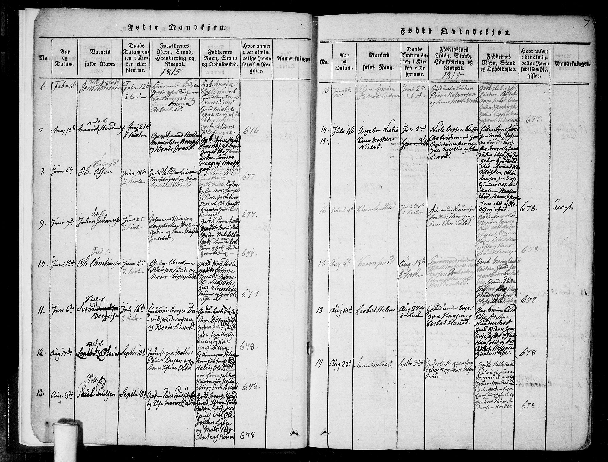 Rygge prestekontor Kirkebøker, AV/SAO-A-10084b/F/Fa/L0003: Parish register (official) no. 3, 1814-1836, p. 6-7