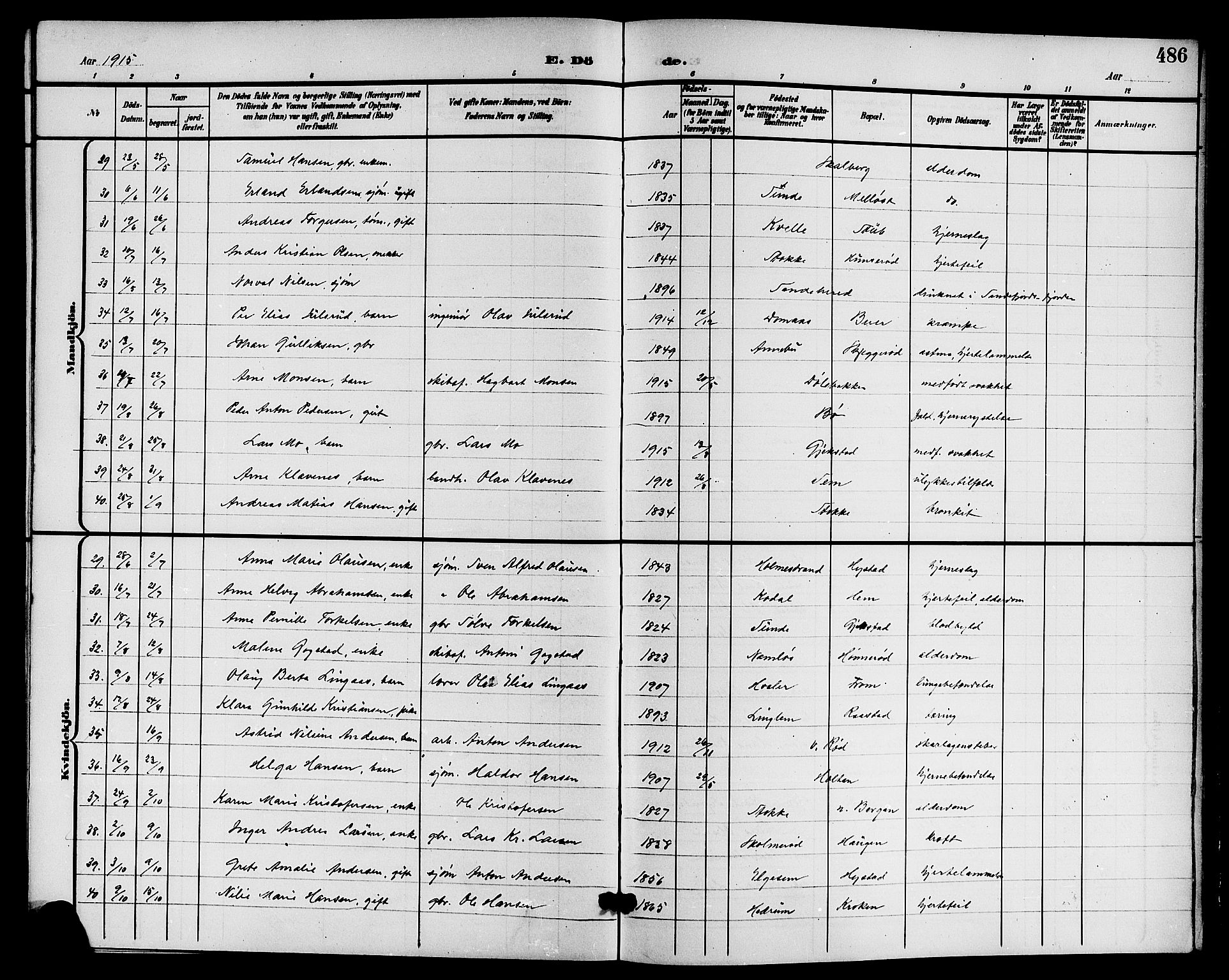 Sandar kirkebøker, AV/SAKO-A-243/G/Ga/L0002: Parish register (copy) no. 2, 1900-1915, p. 486