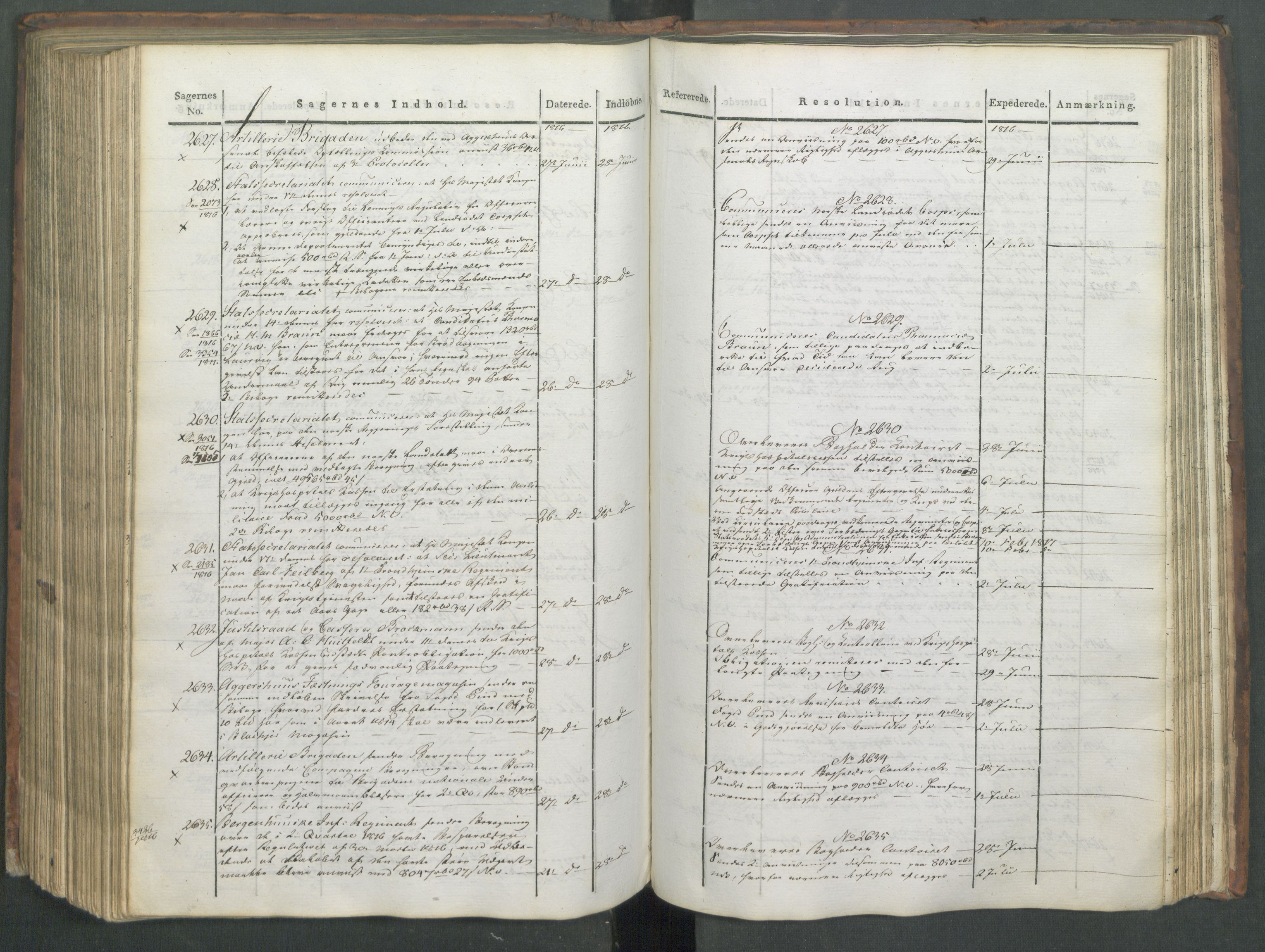 Armédepartementet, AV/RA-RAFA-3493/C/Ca/L0008: 6. Departements Journal, 1816