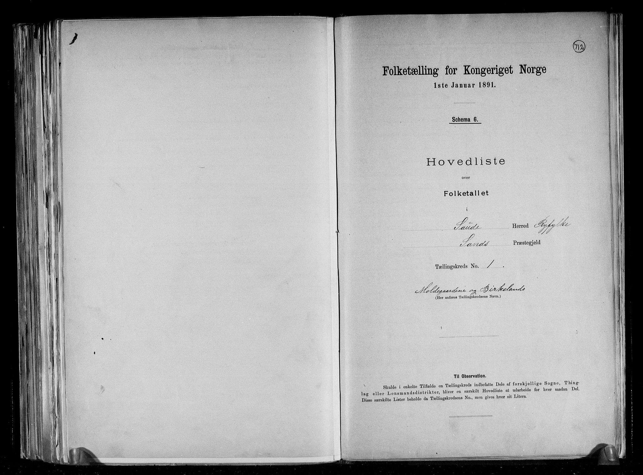 RA, 1891 census for 1135 Sauda, 1891, p. 4