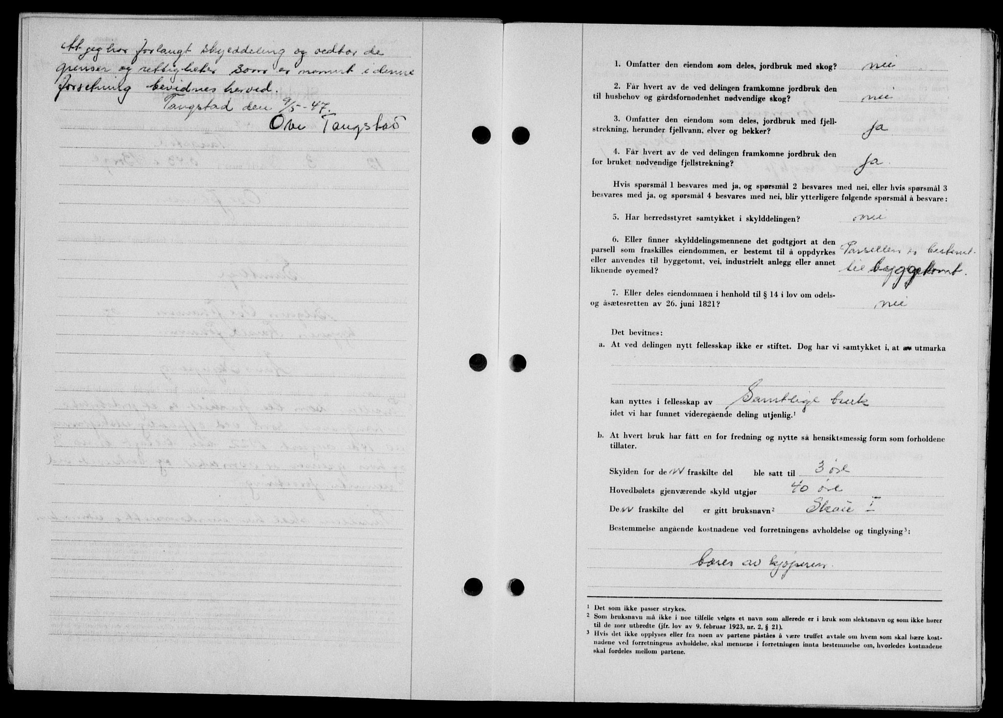 Lofoten sorenskriveri, SAT/A-0017/1/2/2C/L0016a: Mortgage book no. 16a, 1947-1947, Diary no: : 733/1947