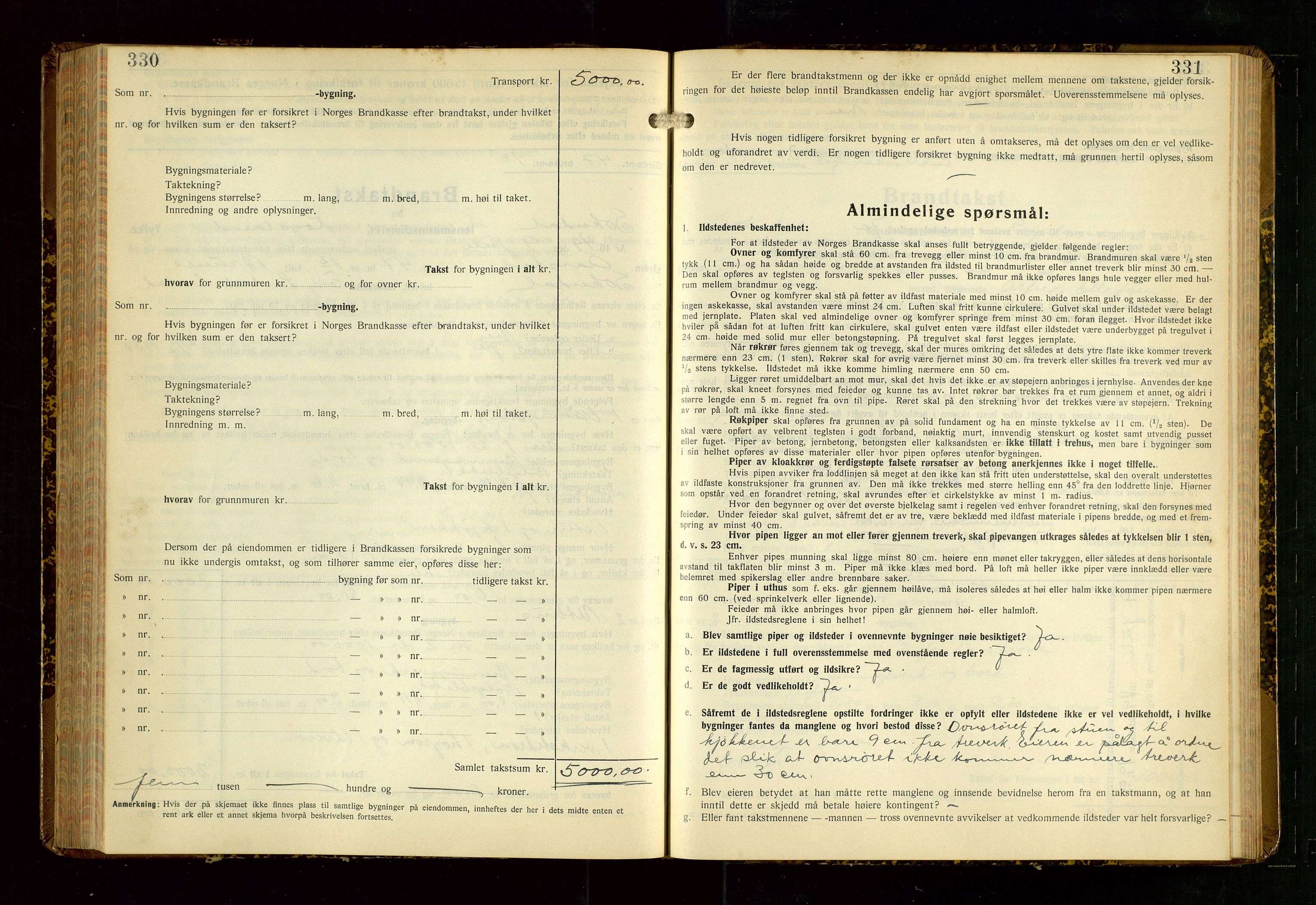 Sokndal lensmannskontor, AV/SAST-A-100417/Gob/L0008: "Brandtakst-Protokoll", 1937-1955, p. 330-331