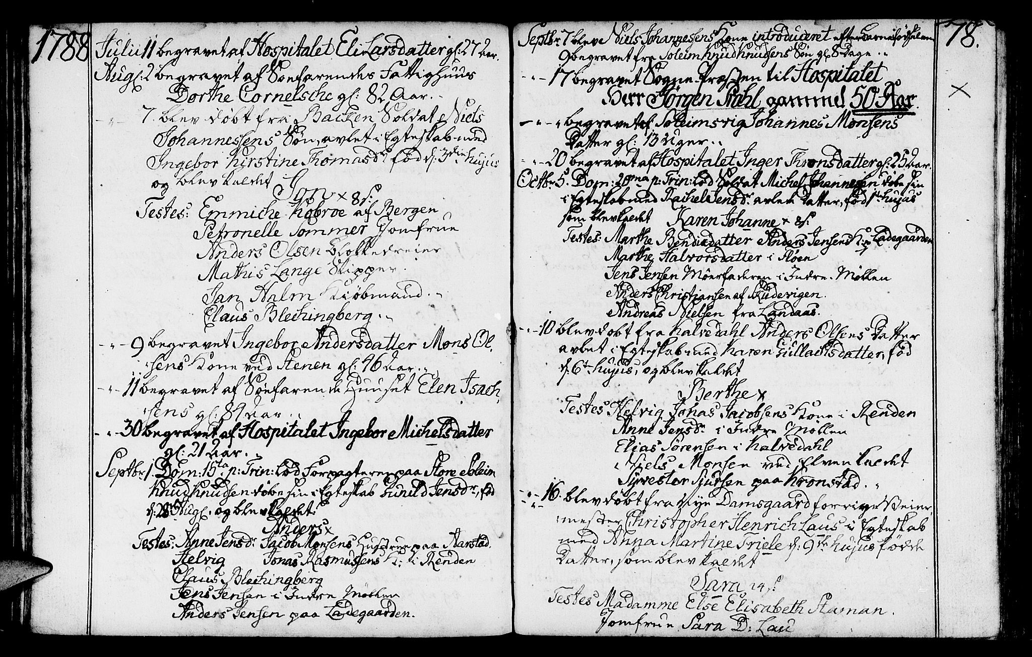 St. Jørgens hospital og Årstad sokneprestembete, AV/SAB-A-99934: Parish register (official) no. A 2, 1766-1814, p. 78