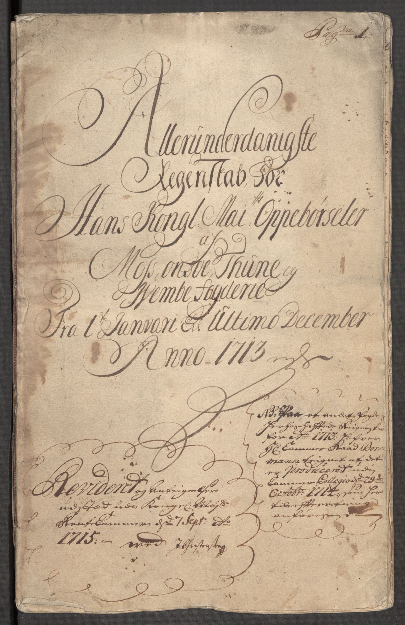 Rentekammeret inntil 1814, Reviderte regnskaper, Fogderegnskap, AV/RA-EA-4092/R04/L0138: Fogderegnskap Moss, Onsøy, Tune, Veme og Åbygge, 1713-1714, p. 4