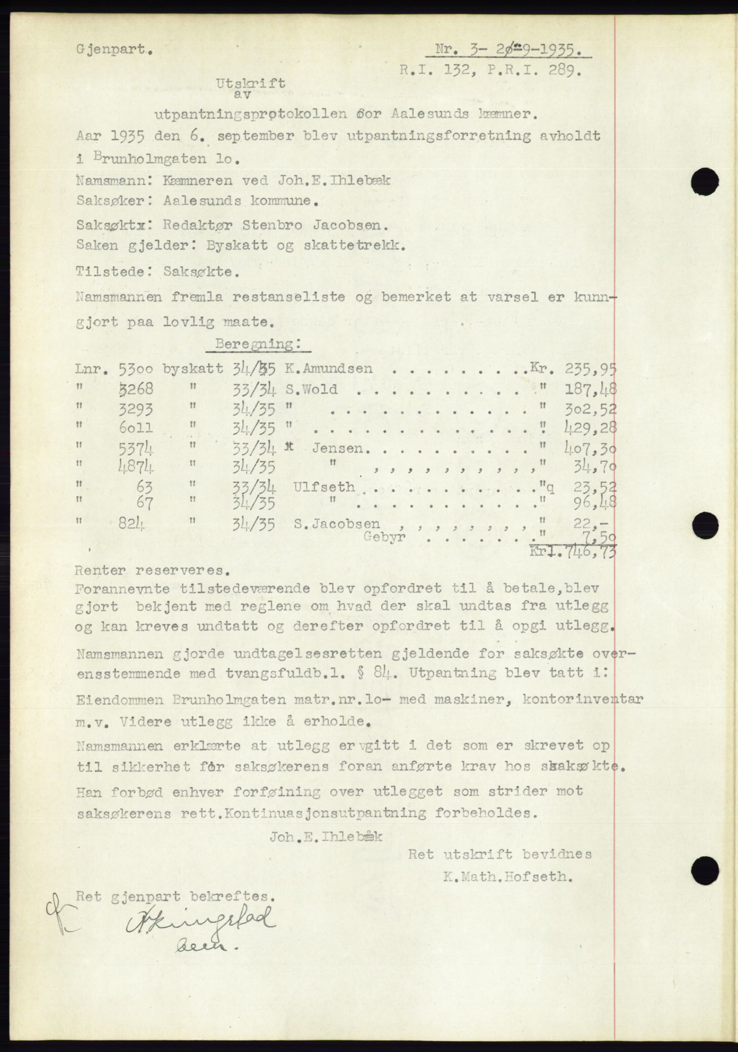 Ålesund byfogd, AV/SAT-A-4384: Mortgage book no. 32, 1934-1935, Deed date: 20.09.1935