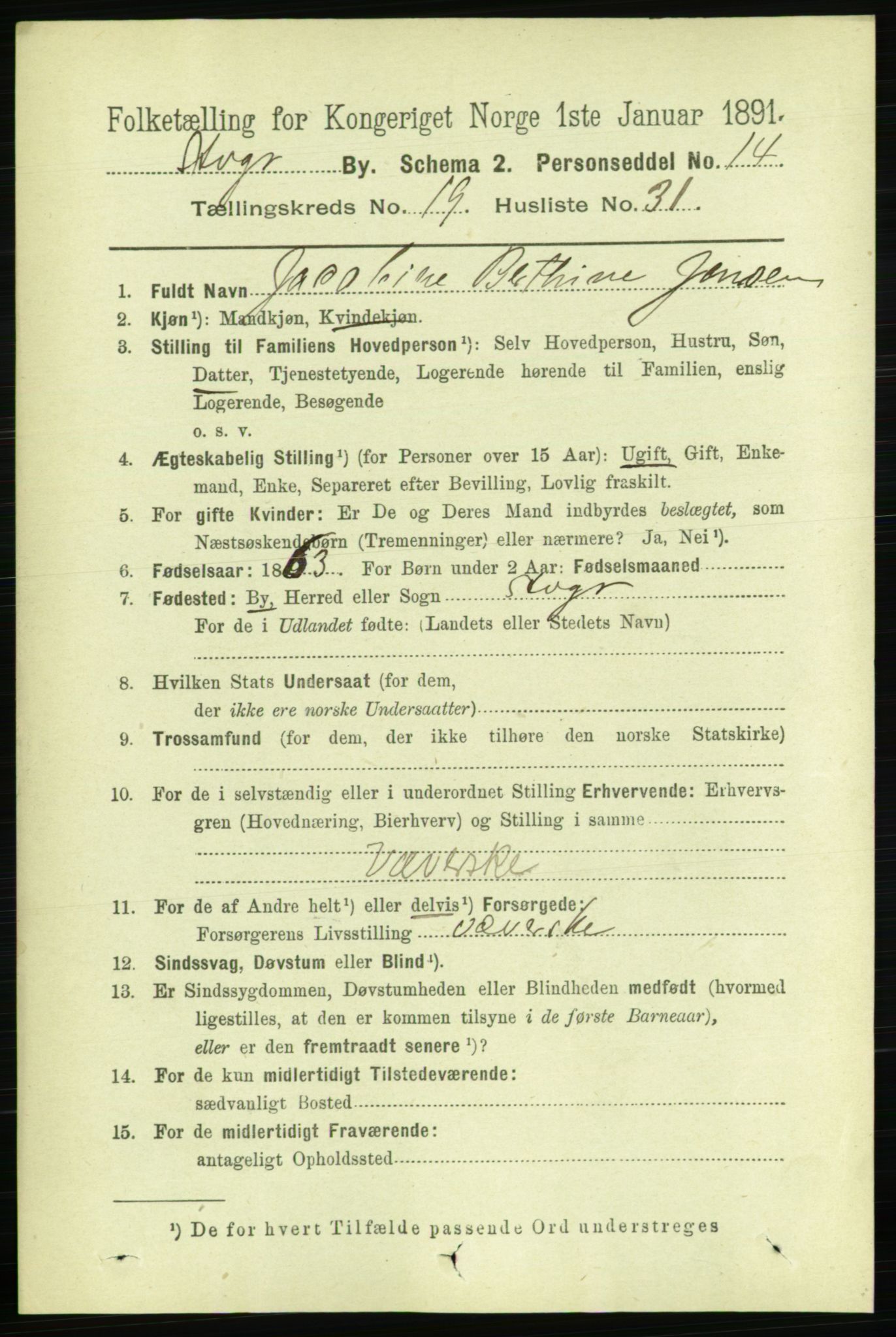 RA, 1891 census for 1103 Stavanger, 1891, p. 22799