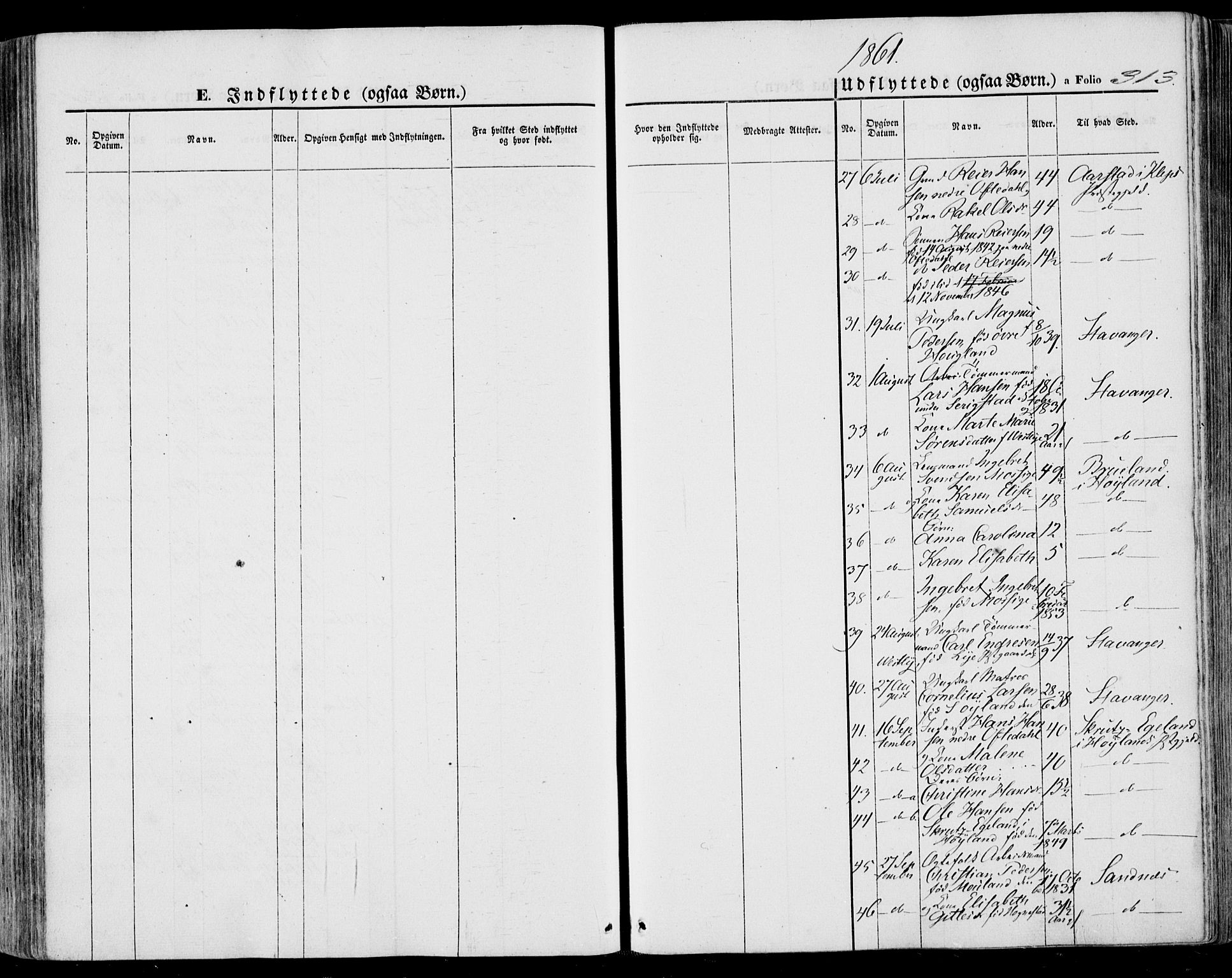 Lye sokneprestkontor, AV/SAST-A-101794/001/30BA/L0007: Parish register (official) no. A 6, 1856-1871, p. 313