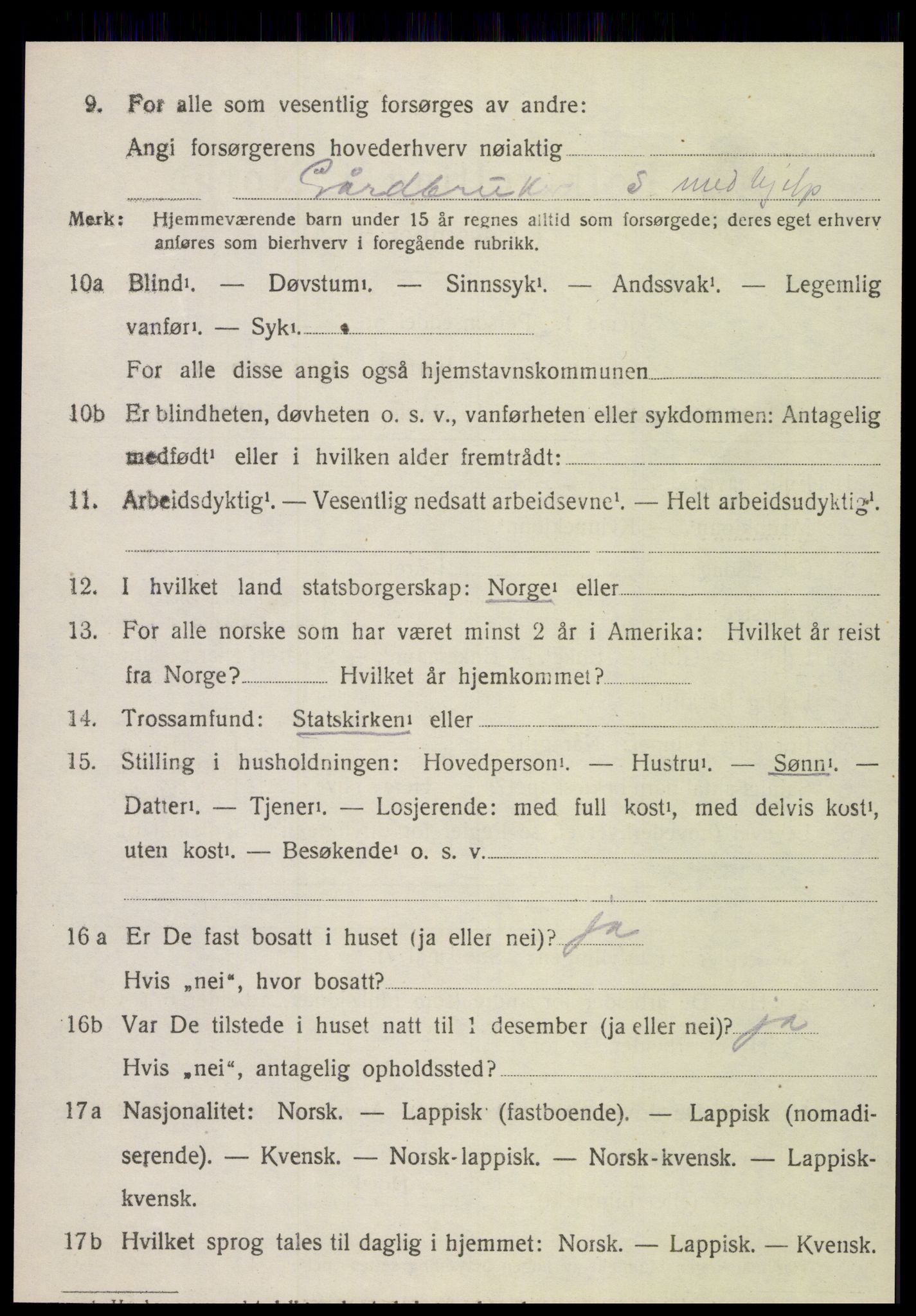 SAT, 1920 census for Frosta, 1920, p. 5843