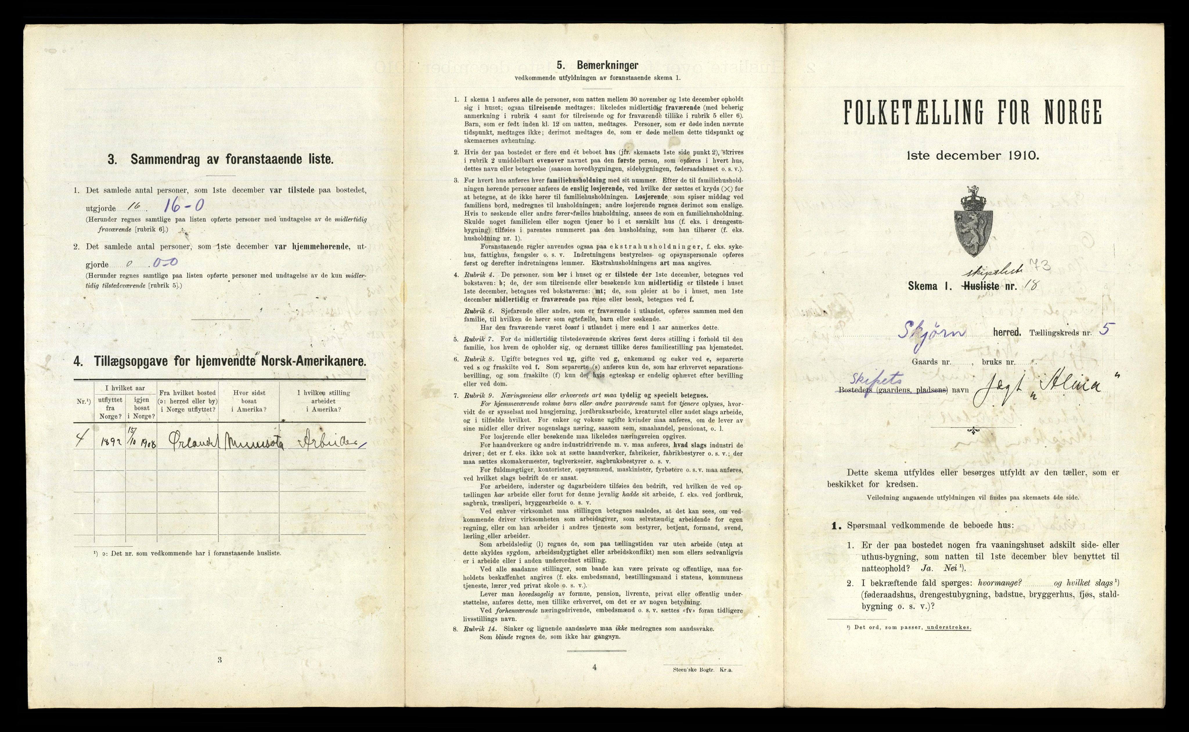 RA, 1910 census for Stjørna, 1910, p. 711