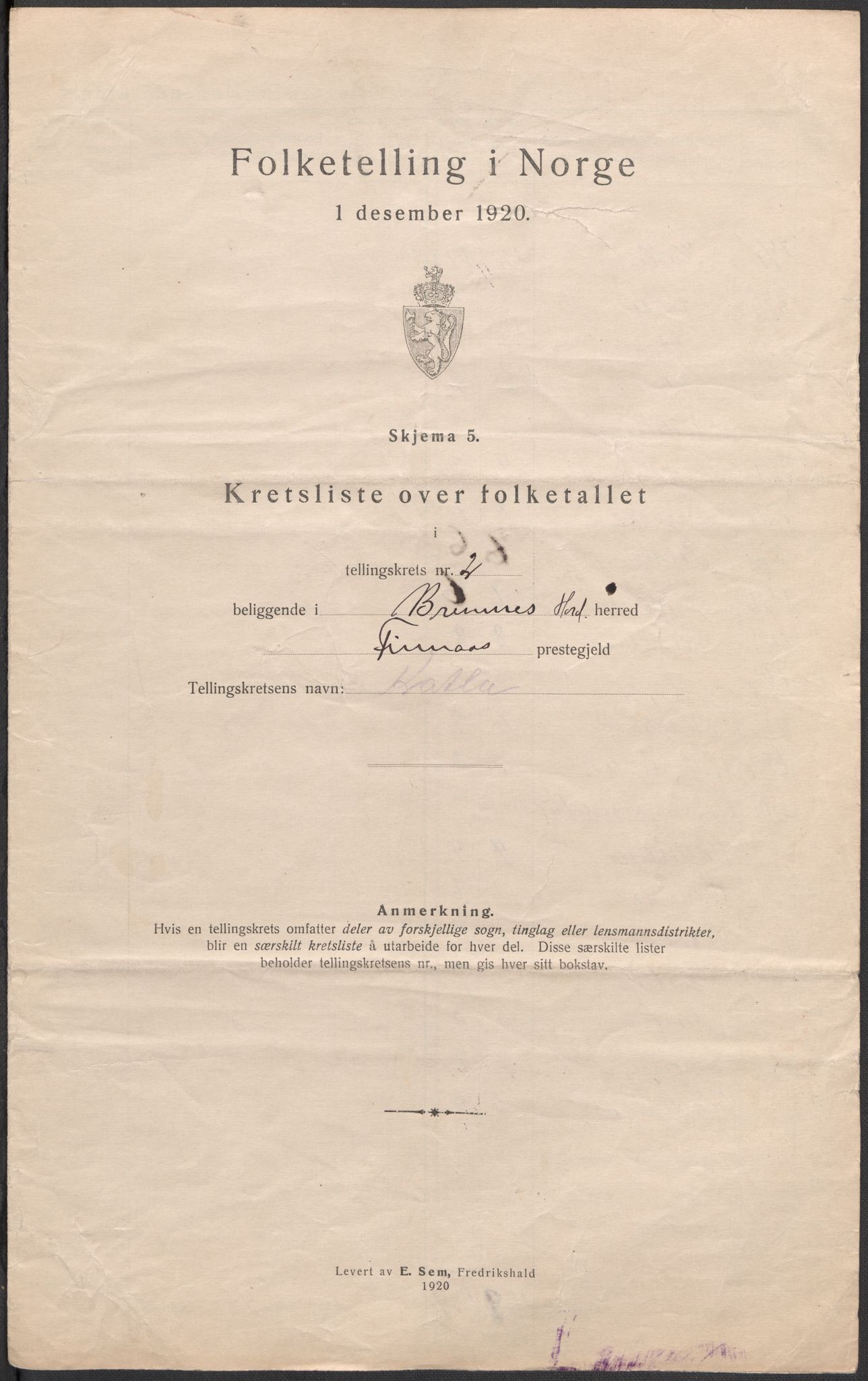 SAB, 1920 census for Bremnes, 1920, p. 8