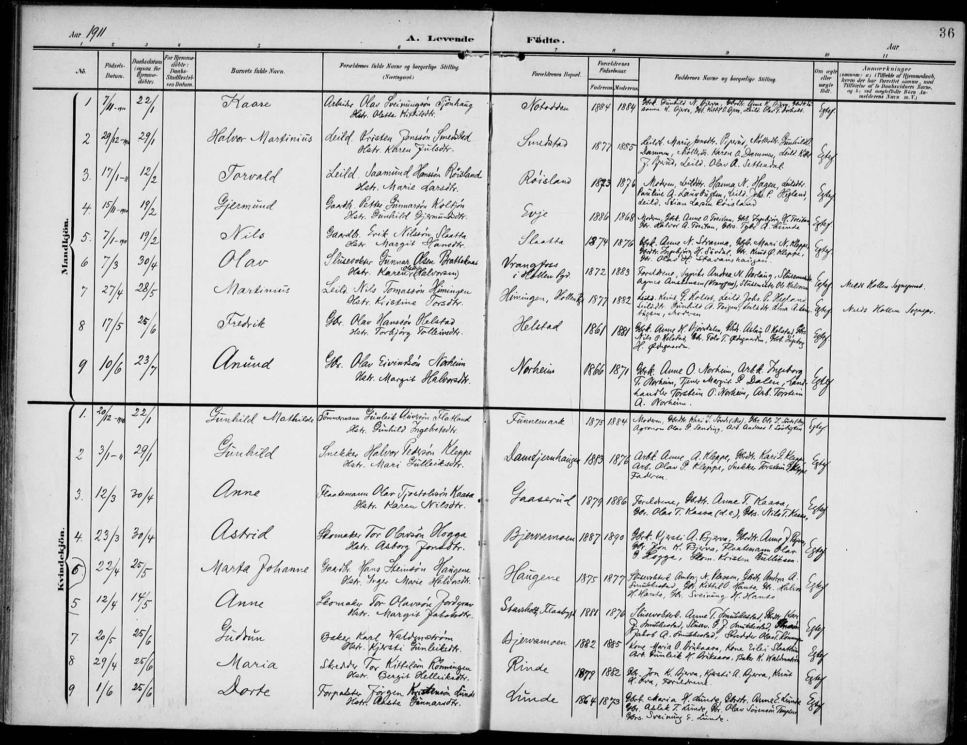 Lunde kirkebøker, SAKO/A-282/F/Fa/L0004: Parish register (official) no. I 4, 1902-1913, p. 36