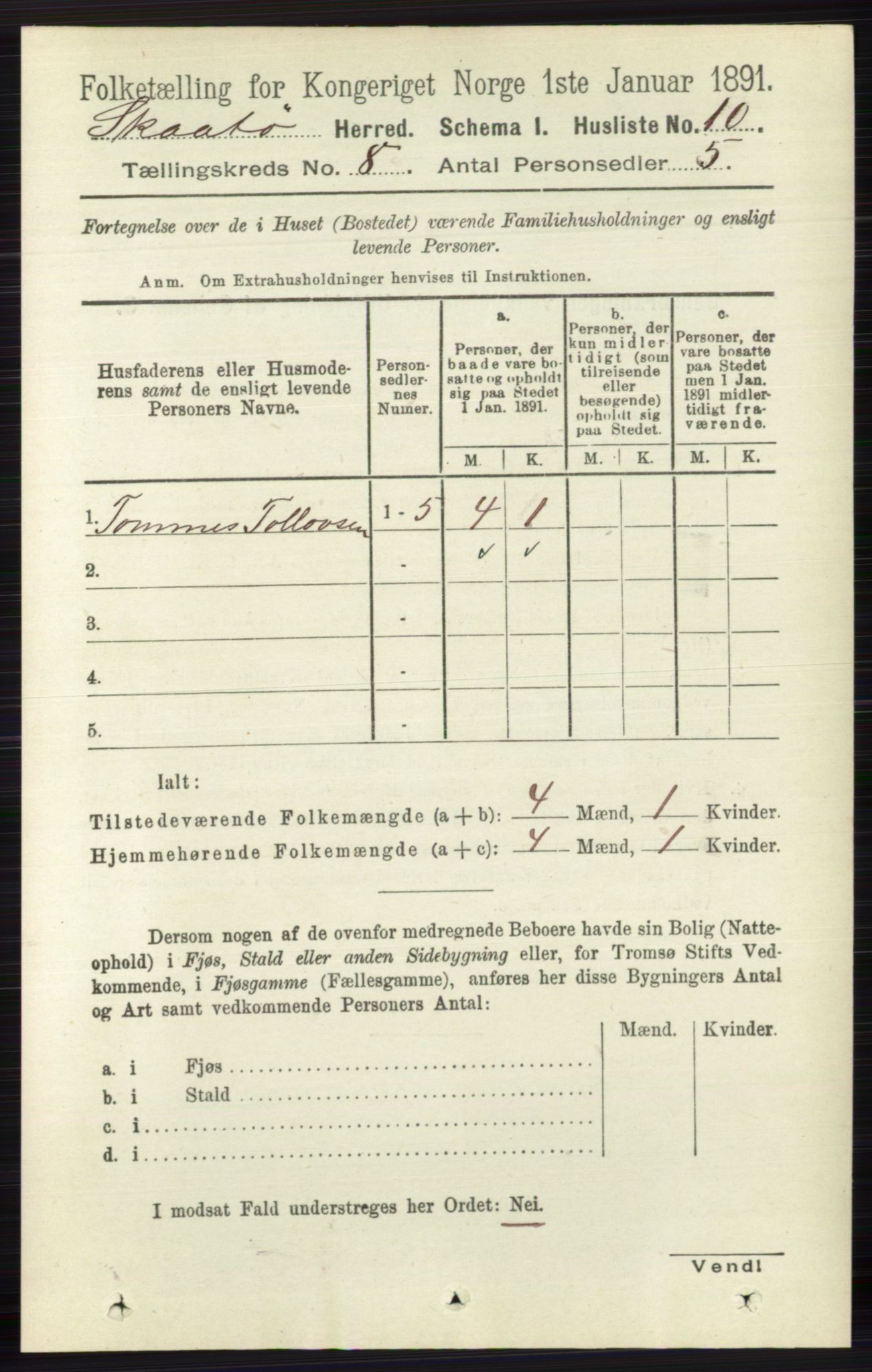 RA, 1891 census for 0815 Skåtøy, 1891, p. 3481