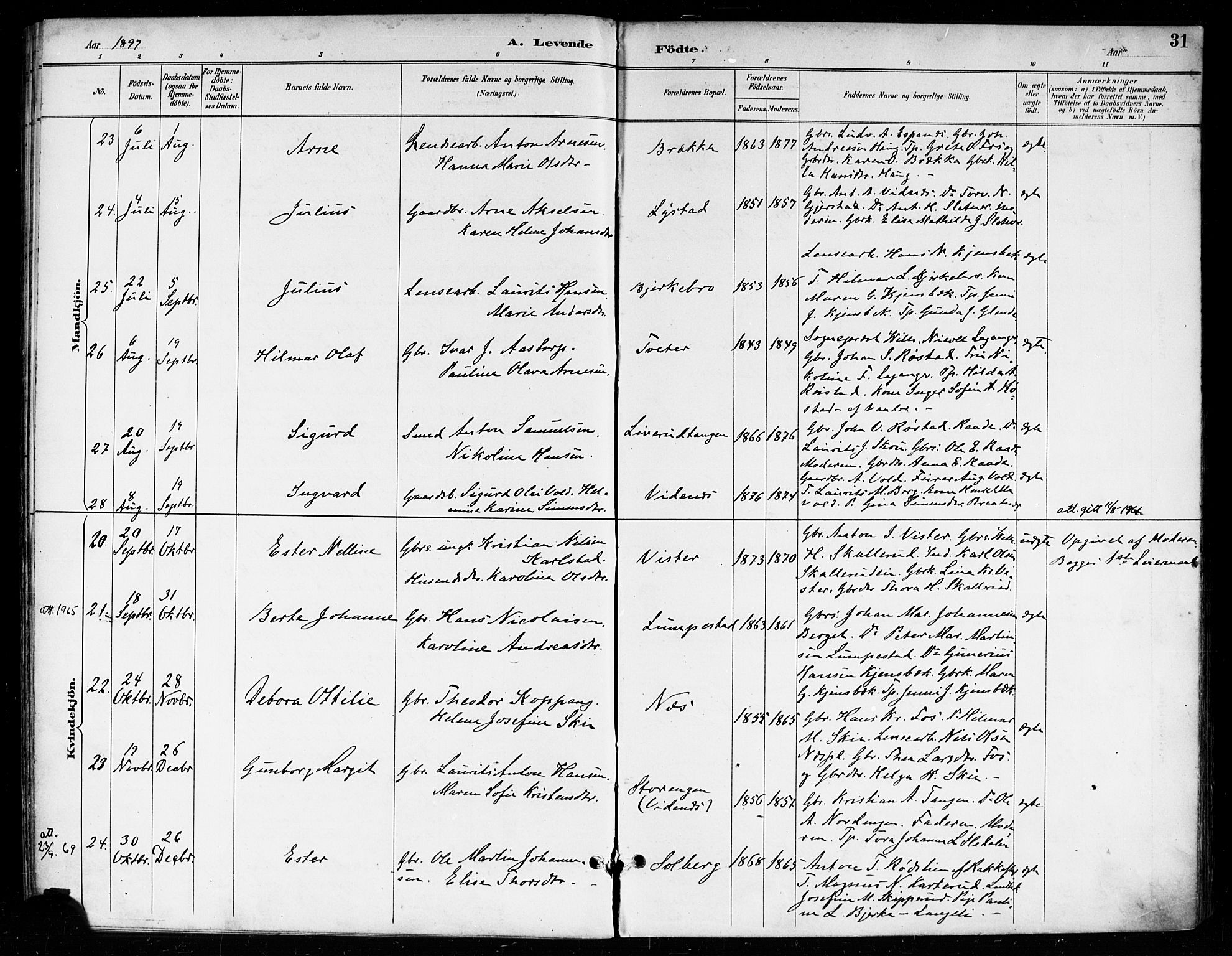 Skiptvet prestekontor Kirkebøker, SAO/A-20009/F/Fa/L0010: Parish register (official) no. 10, 1890-1900, p. 31