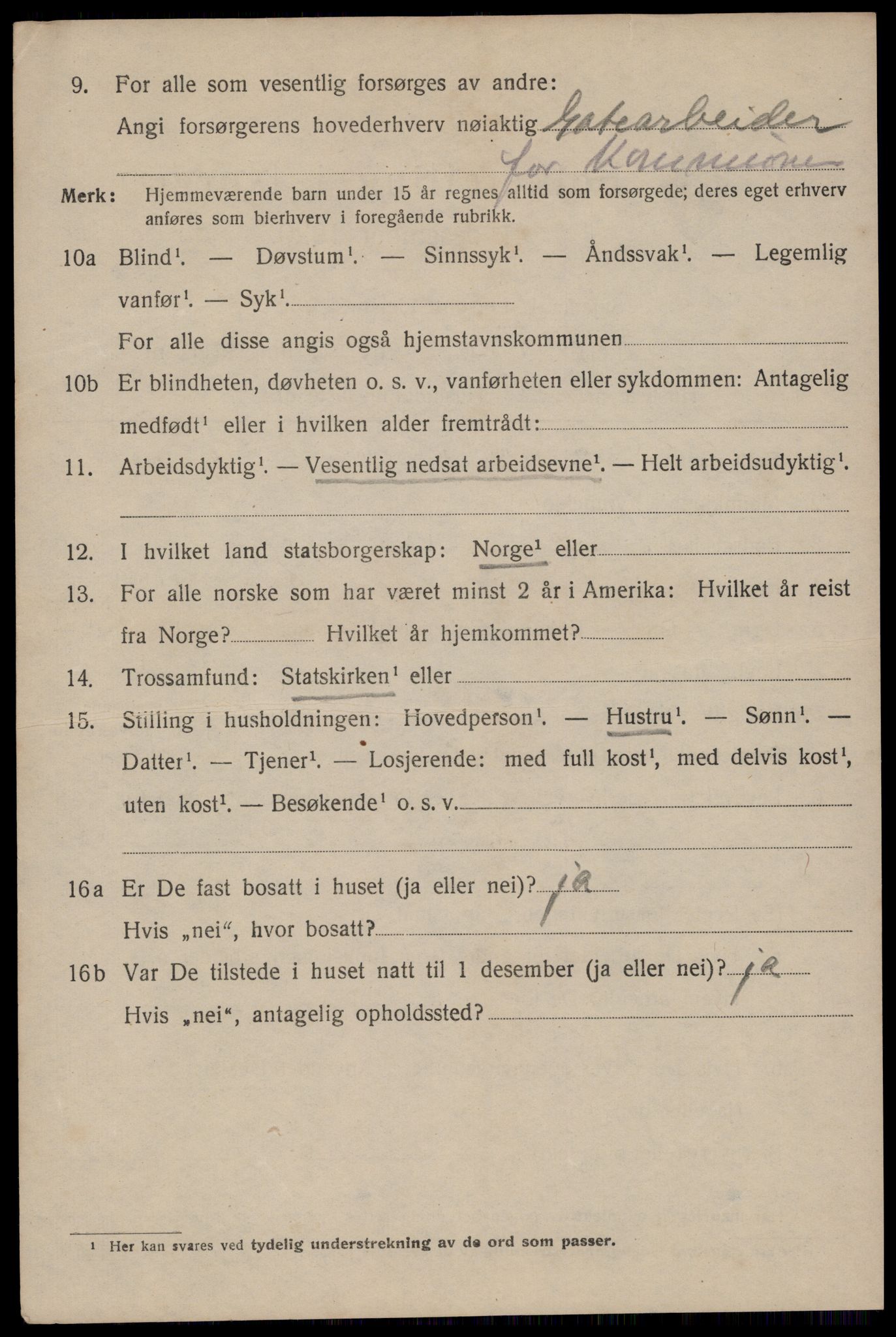 SAST, 1920 census for Egersund town, 1920, p. 9697