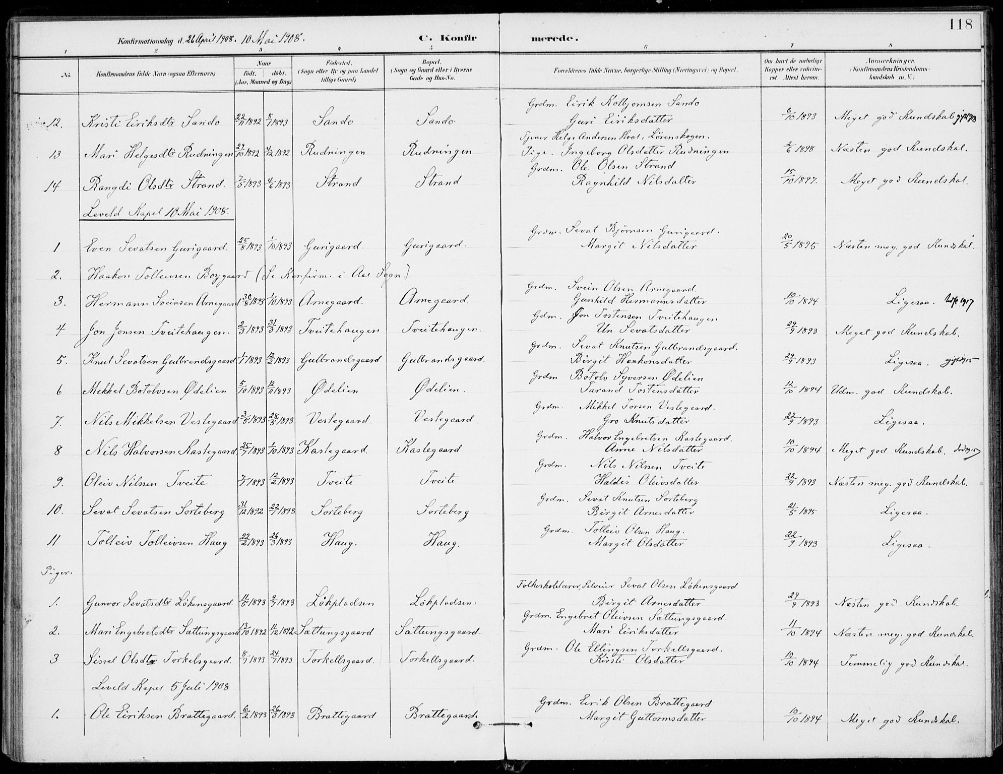 Ål kirkebøker, AV/SAKO-A-249/F/Fa/L0009: Parish register (official) no. I 9, 1897-1915, p. 118