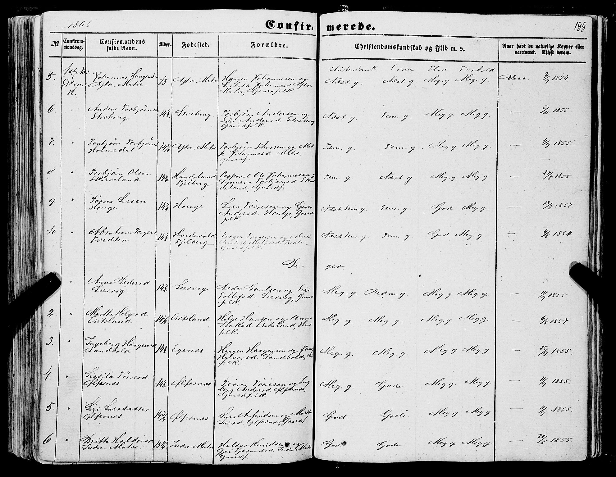 Skånevik sokneprestembete, AV/SAB-A-77801/H/Haa: Parish register (official) no. A 5I, 1848-1869, p. 188