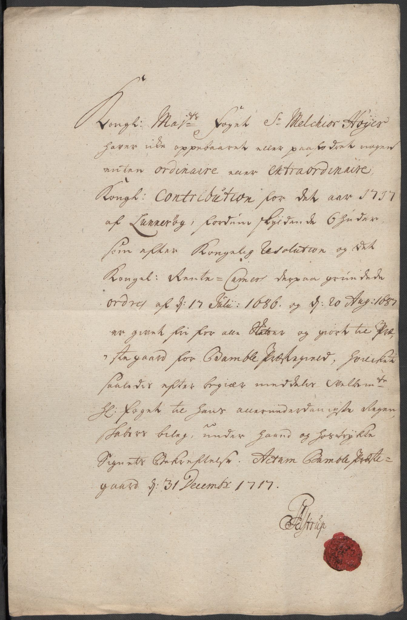 Rentekammeret inntil 1814, Reviderte regnskaper, Fogderegnskap, AV/RA-EA-4092/R36/L2129: Fogderegnskap Øvre og Nedre Telemark og Bamble, 1717, p. 352