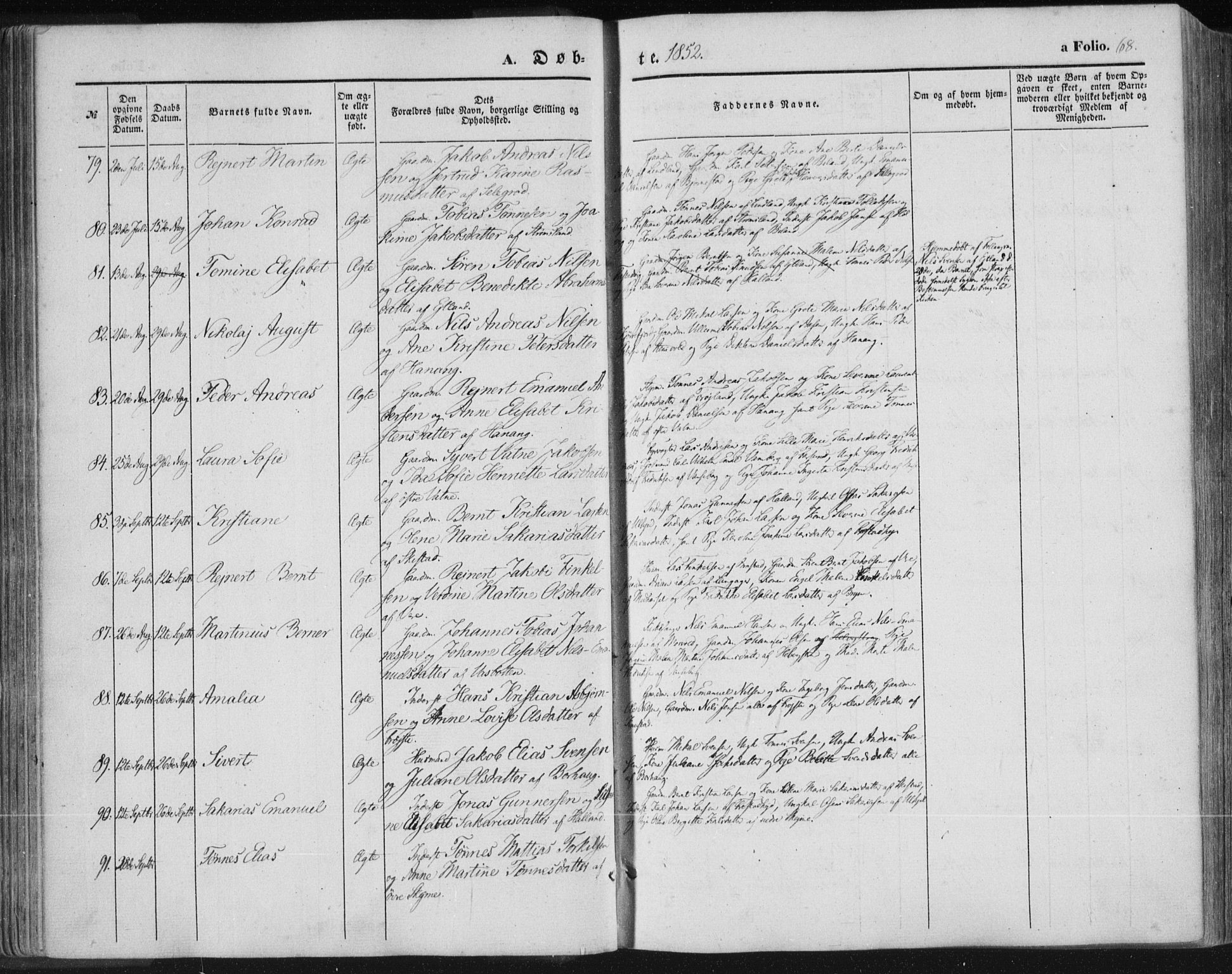 Lista sokneprestkontor, AV/SAK-1111-0027/F/Fa/L0010: Parish register (official) no. A 10, 1846-1861, p. 68