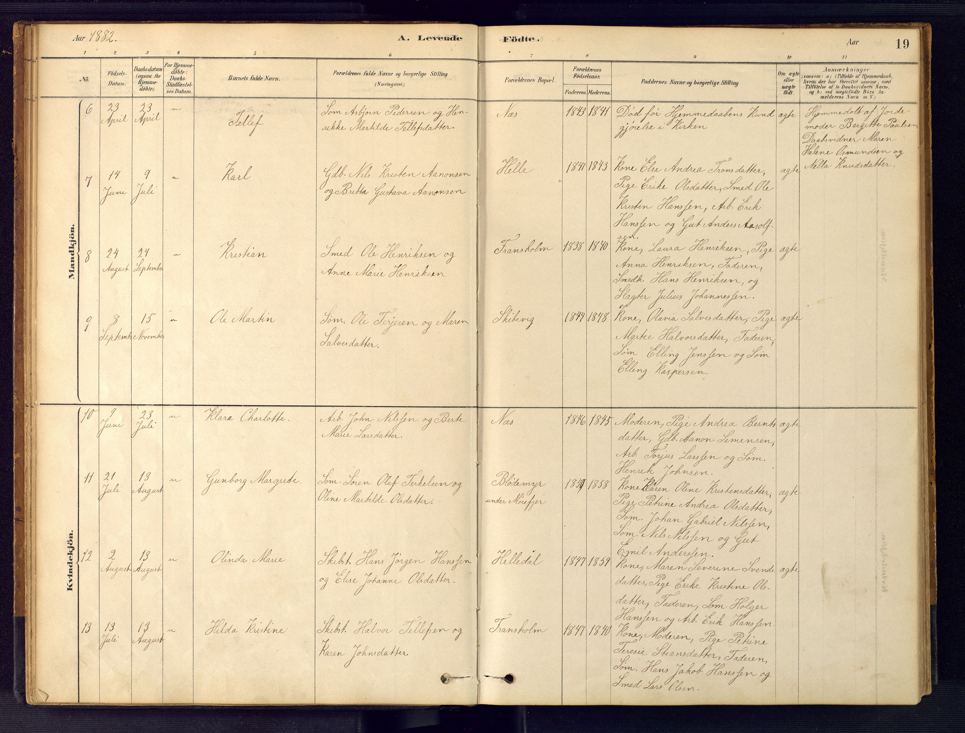 Austre Moland sokneprestkontor, AV/SAK-1111-0001/F/Fb/Fbb/L0001: Parish register (copy) no. B 1, 1878-1904, p. 19