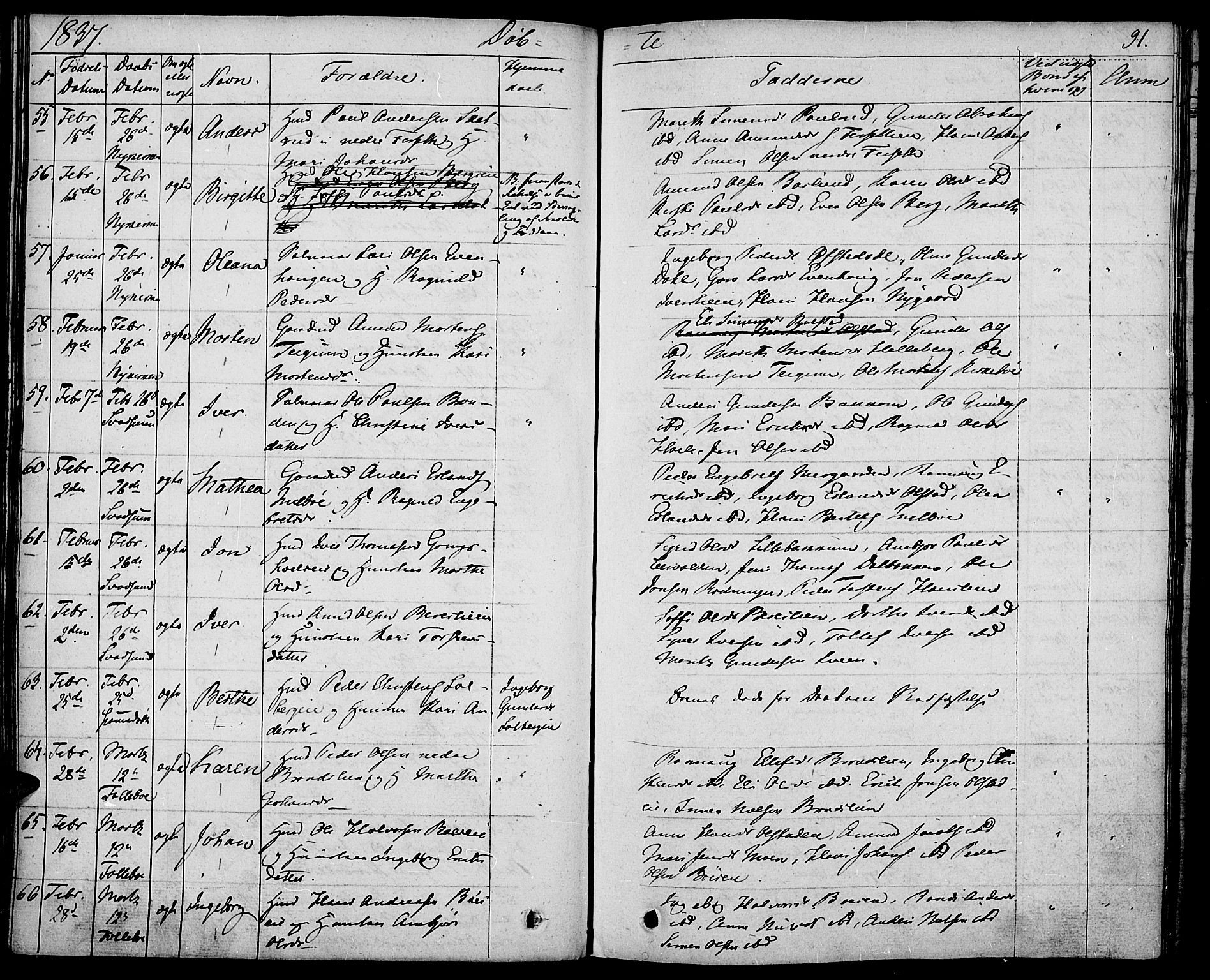 Gausdal prestekontor, AV/SAH-PREST-090/H/Ha/Haa/L0006: Parish register (official) no. 6, 1830-1839, p. 91