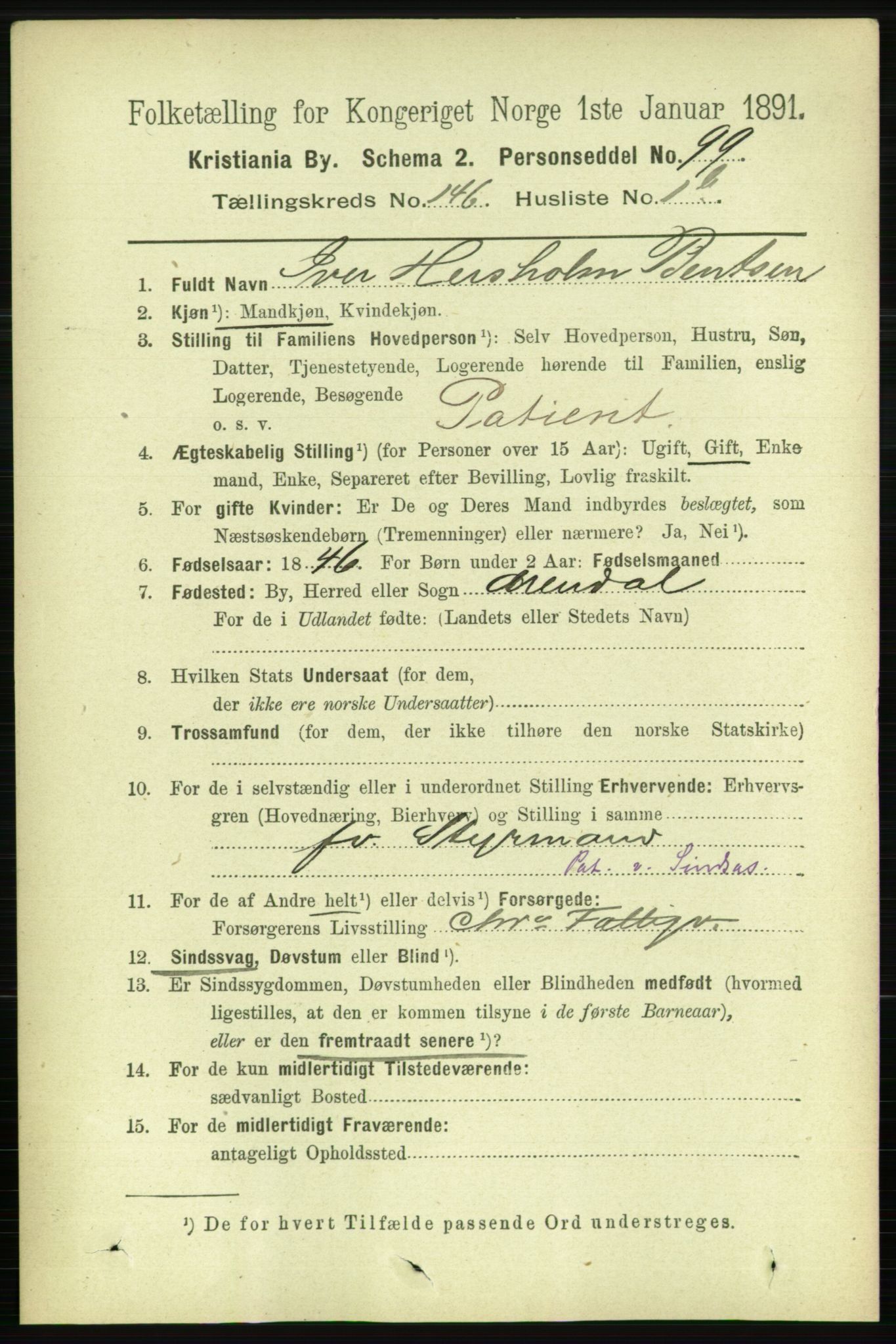 RA, 1891 census for 0301 Kristiania, 1891, p. 80646