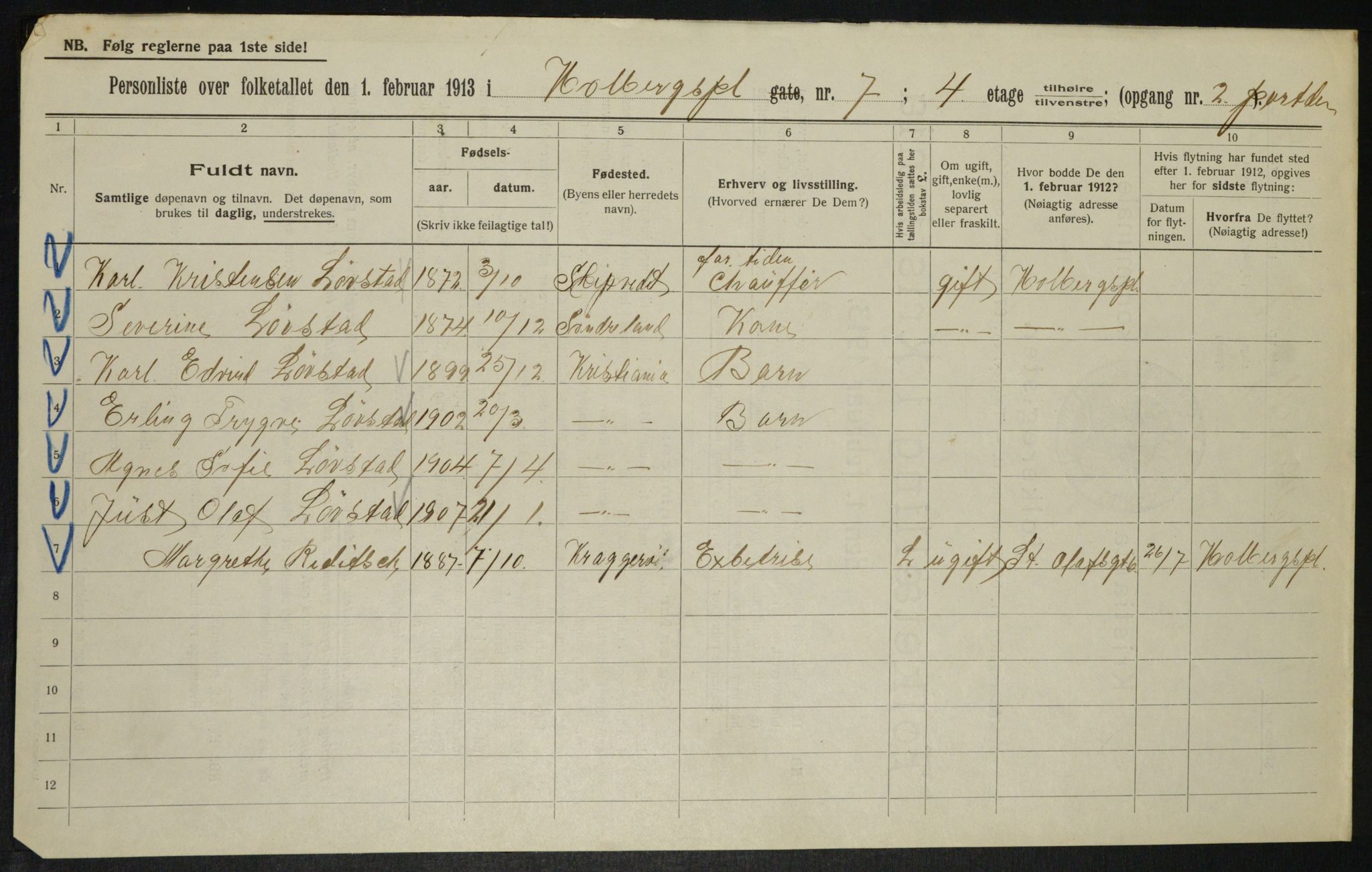 OBA, Municipal Census 1913 for Kristiania, 1913, p. 40447