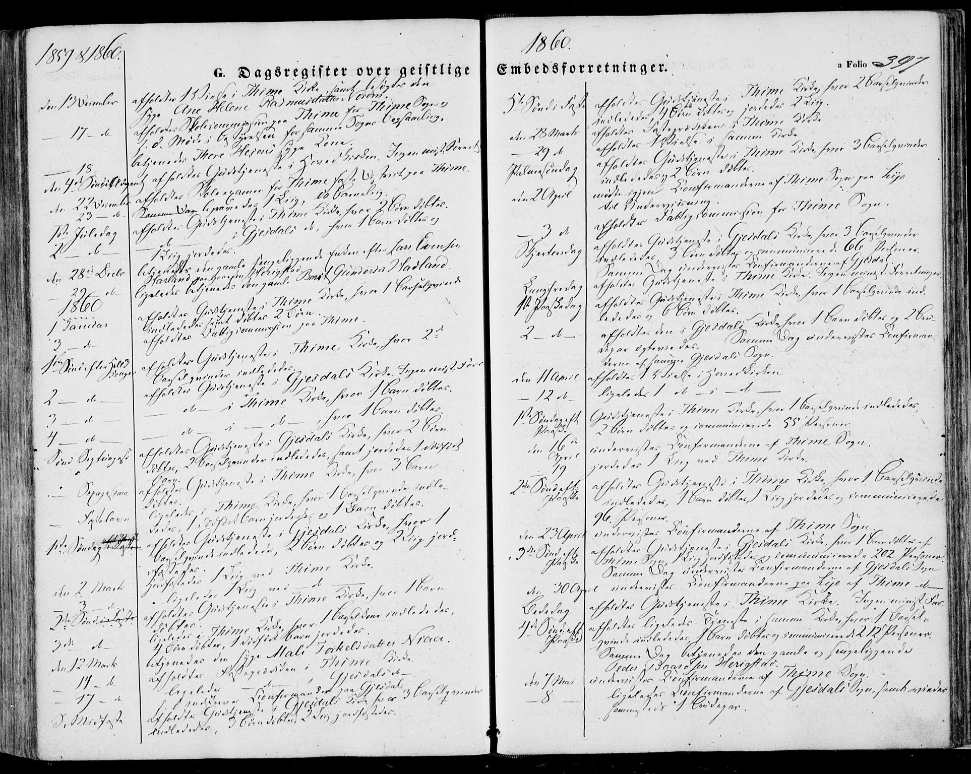Lye sokneprestkontor, SAST/A-101794/001/30BA/L0007: Parish register (official) no. A 6, 1856-1871, p. 397