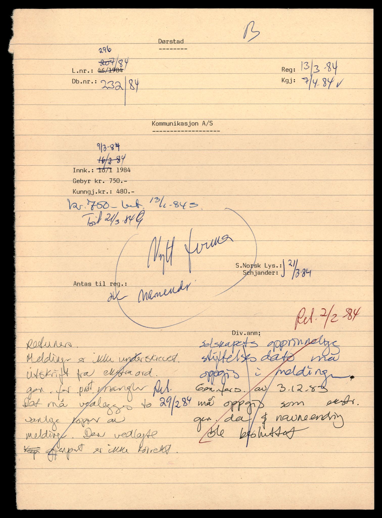 Asker og Bærum tingrett, AV/SAT-A-10379/K/Kb/Kbb/L0103: Aksjeselskap og andelslag i Bærum, Kom - Kr, 1964-1989, p. 1