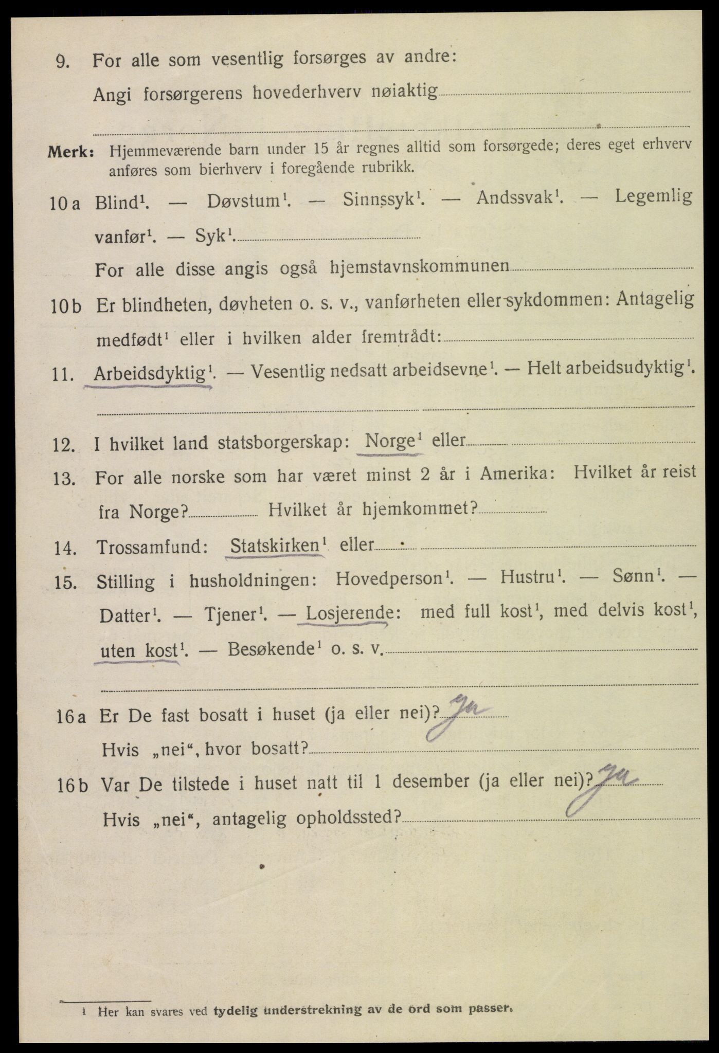 SAT, 1920 census for Steinkjer, 1920, p. 7161