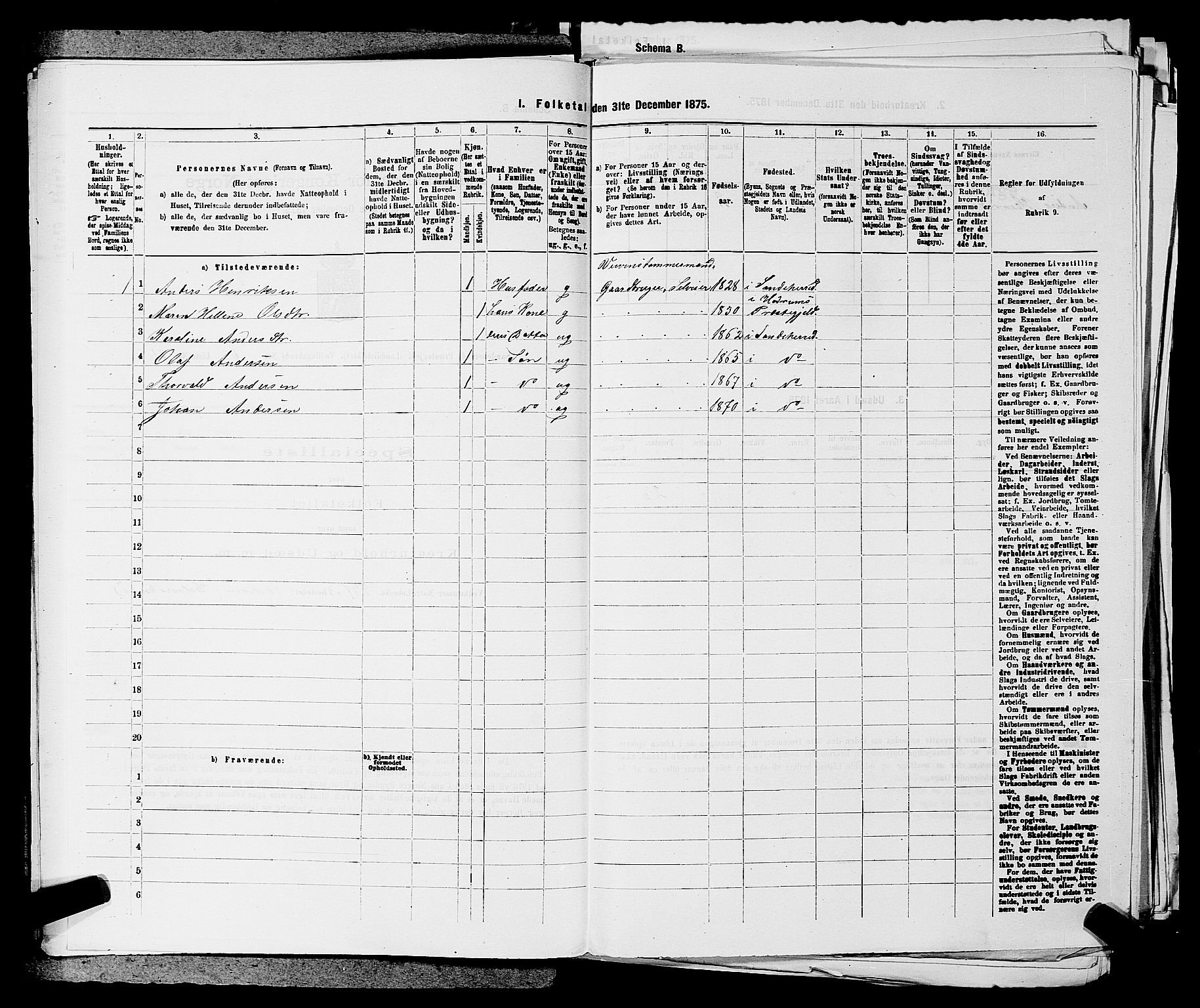 SAKO, 1875 census for 0724L Sandeherred/Sandeherred, 1875, p. 1364